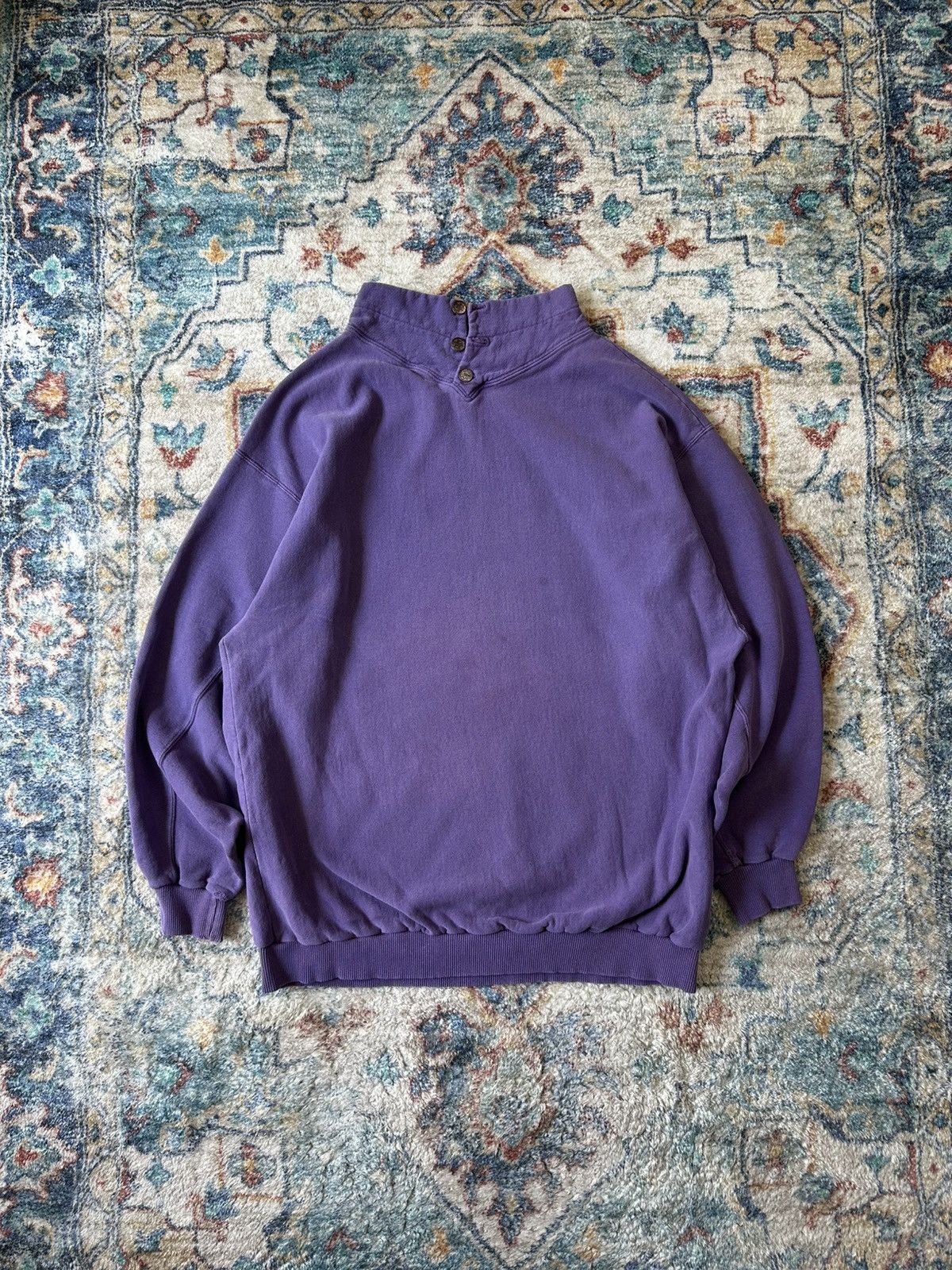 Vintage Purple Pullover Henley Sweatshirt Size Xl T-Shirts, Hoodie | PodTeesHub.com