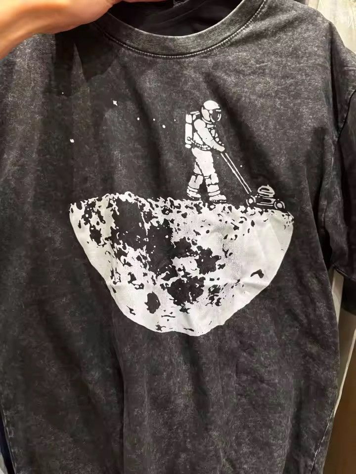 Japanese Brand Washed Out Style Mopping Moon T-Shirts, Hoodie, Sweatshirt | PodTeesHub.com