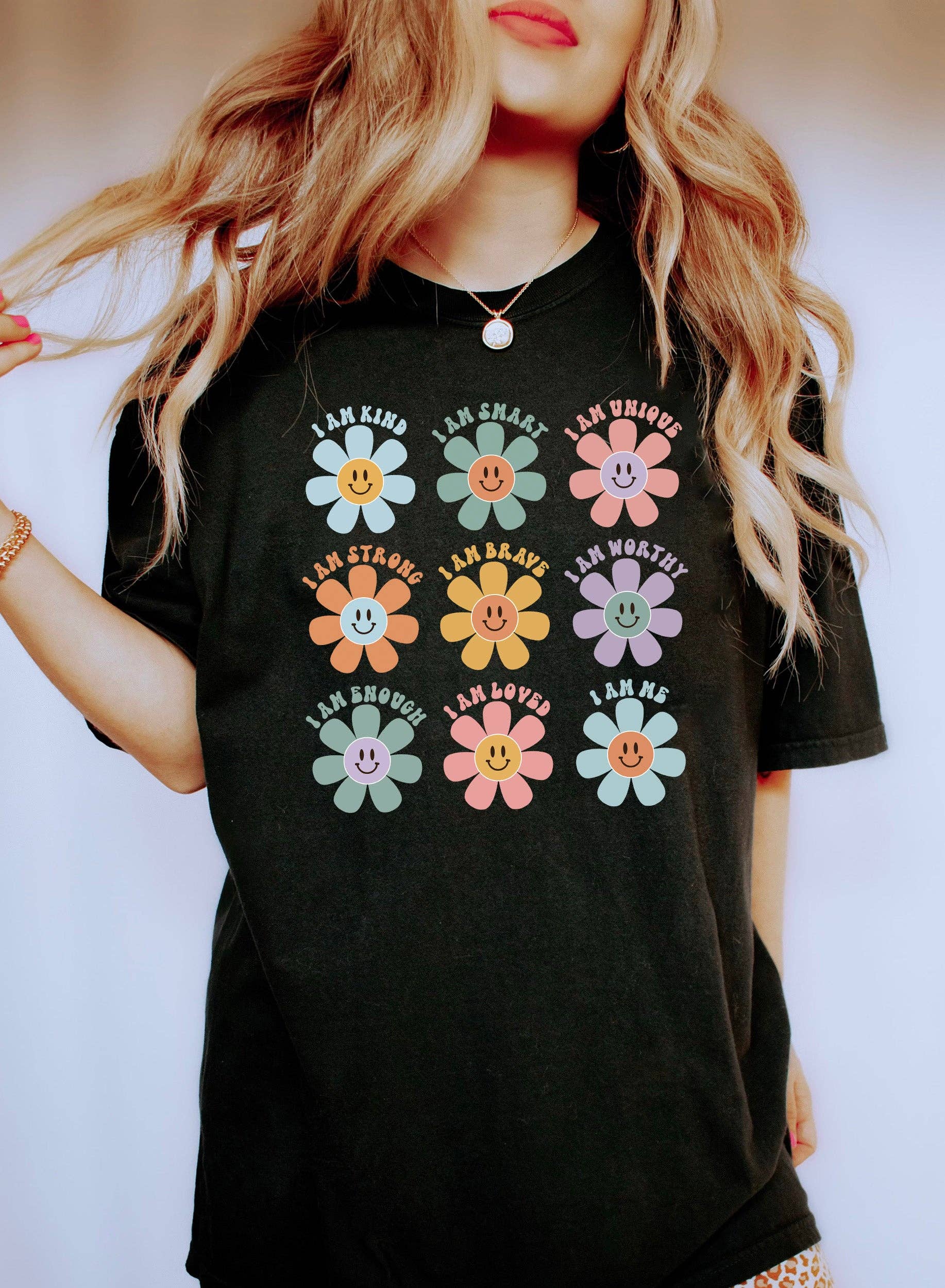 Positive Smiley Daisies T-Shirt Hoodie, Sweatshirt | PodTeesHub.com