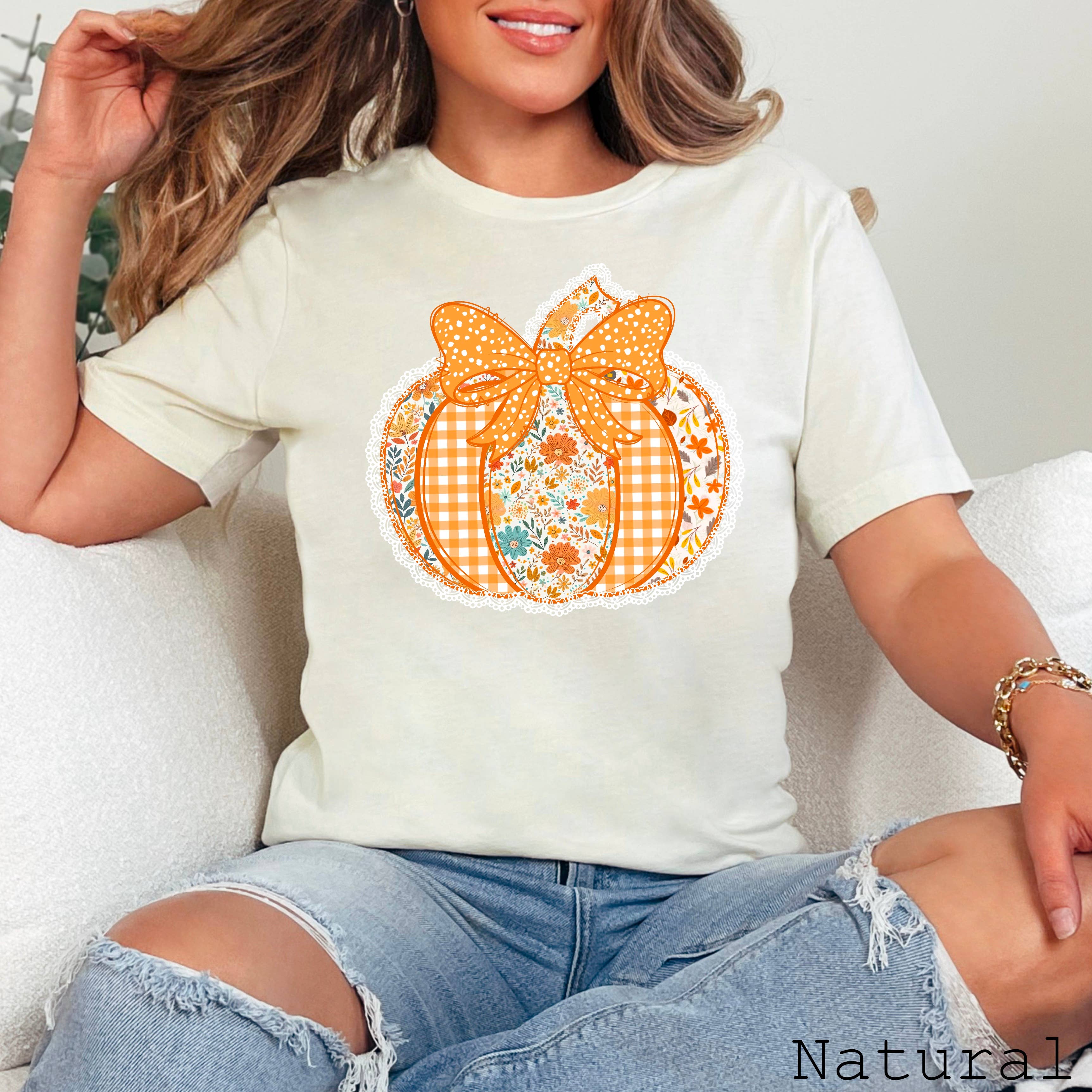 Lace Floral Pumpkin Fall 2025 Graphic Tee  | Bella Canvas Hoodie, Sweatshirt | PodTeesHub.com