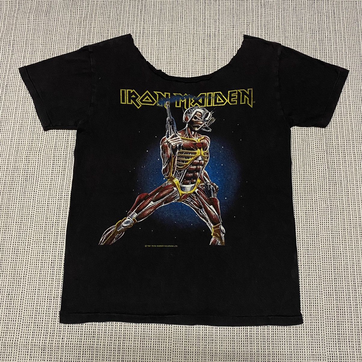 Iron Maiden X Vintage Vintage 1987 Iron Maiden Somewhere On Tour 86 87 Chopped Tee Hoodie, Sweatshirt | PodTeesHub.com