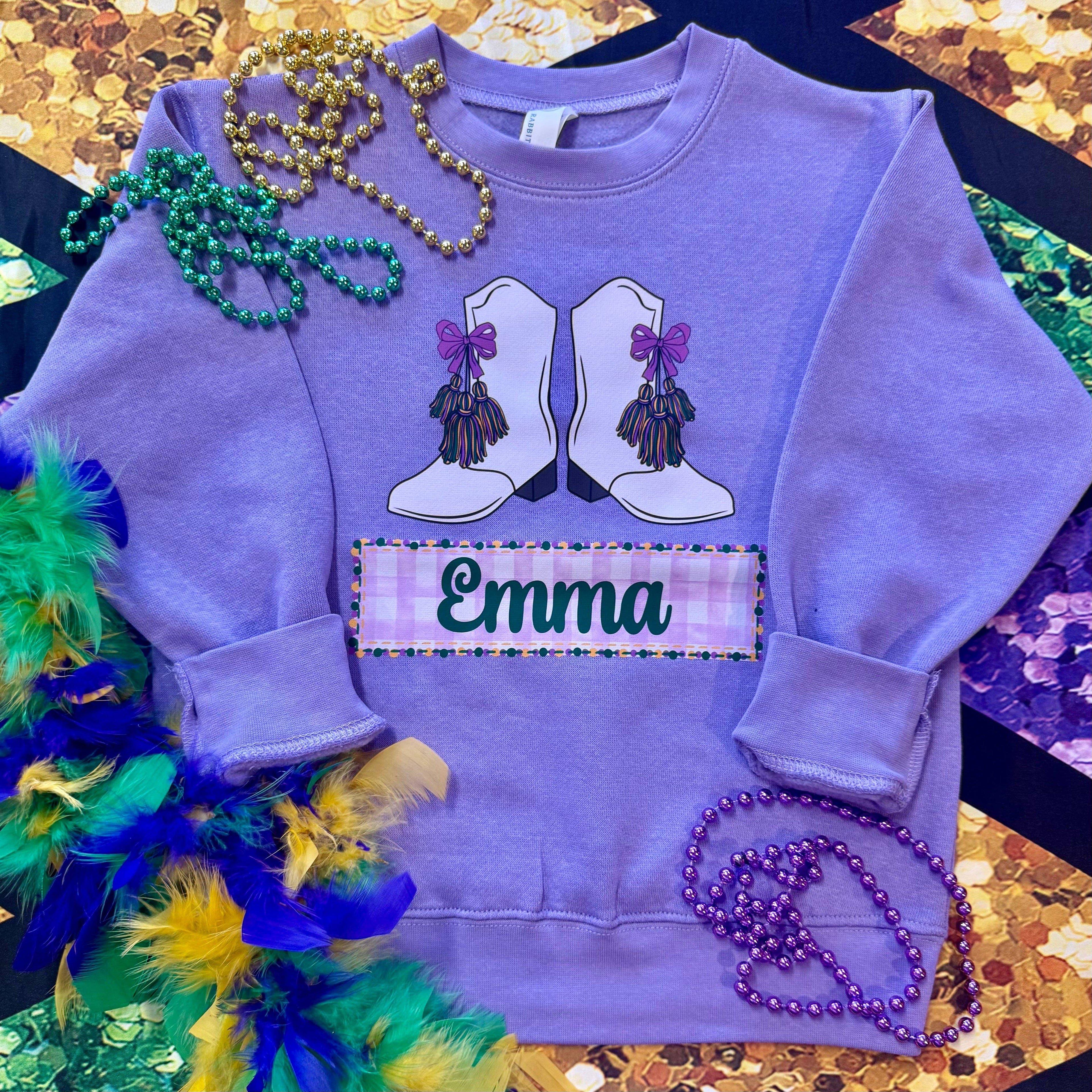 Custom Mardi Gras Boots Sweatshirt/Tee Hoodie | PodTeesHub.com