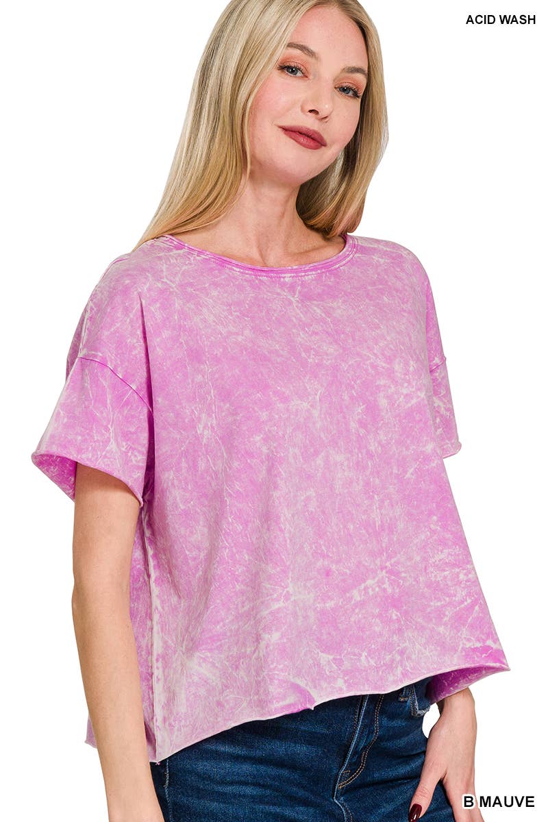 0808 Washed Crew Neck Crop Tshirt SI-27489 Hoodie, Sweatshirt | PodTeesHub.com