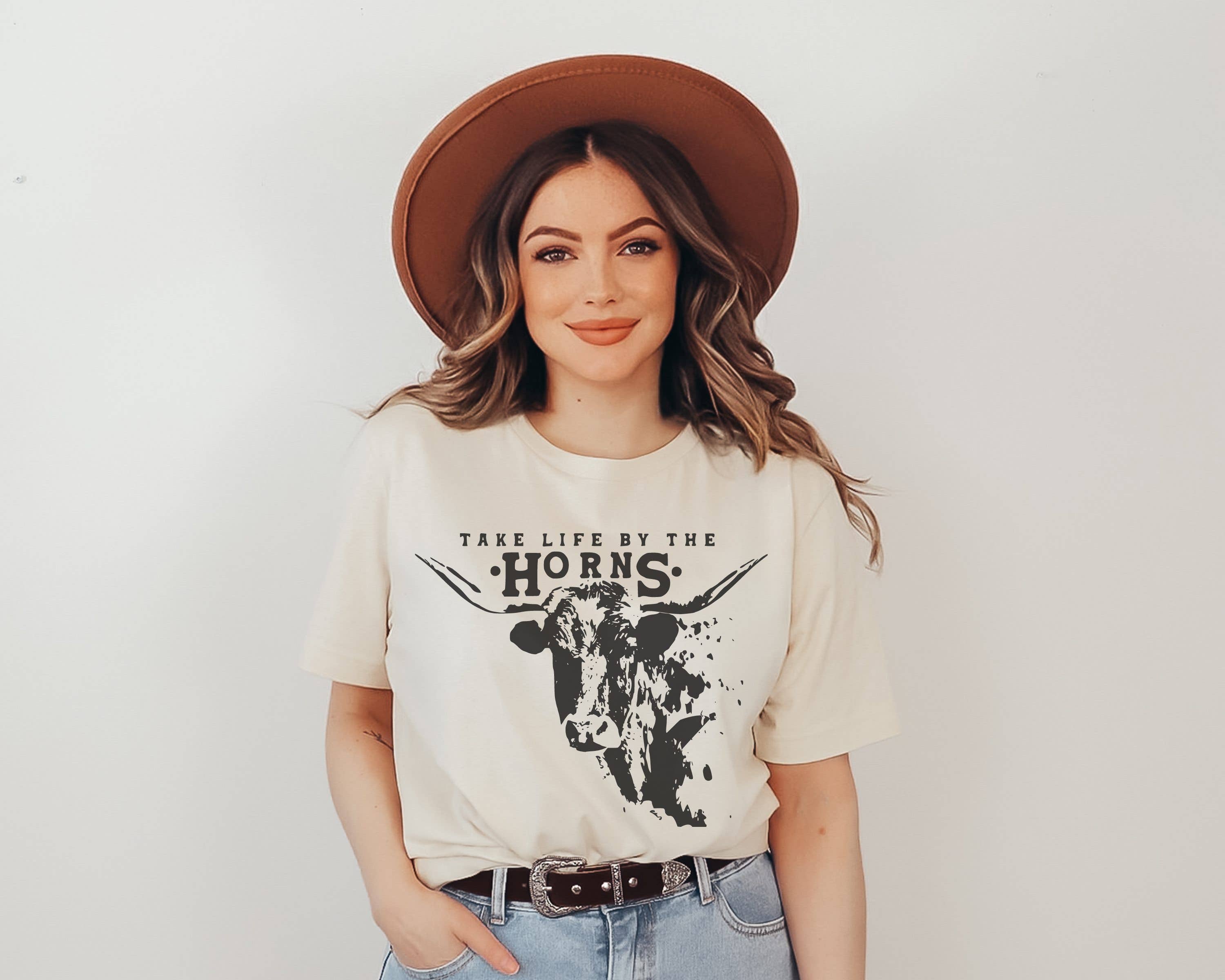Take Life By the Horns Graphic Tee |  Western Wear Shirt Hoodie, Sweatshirt | PodTeesHub.com