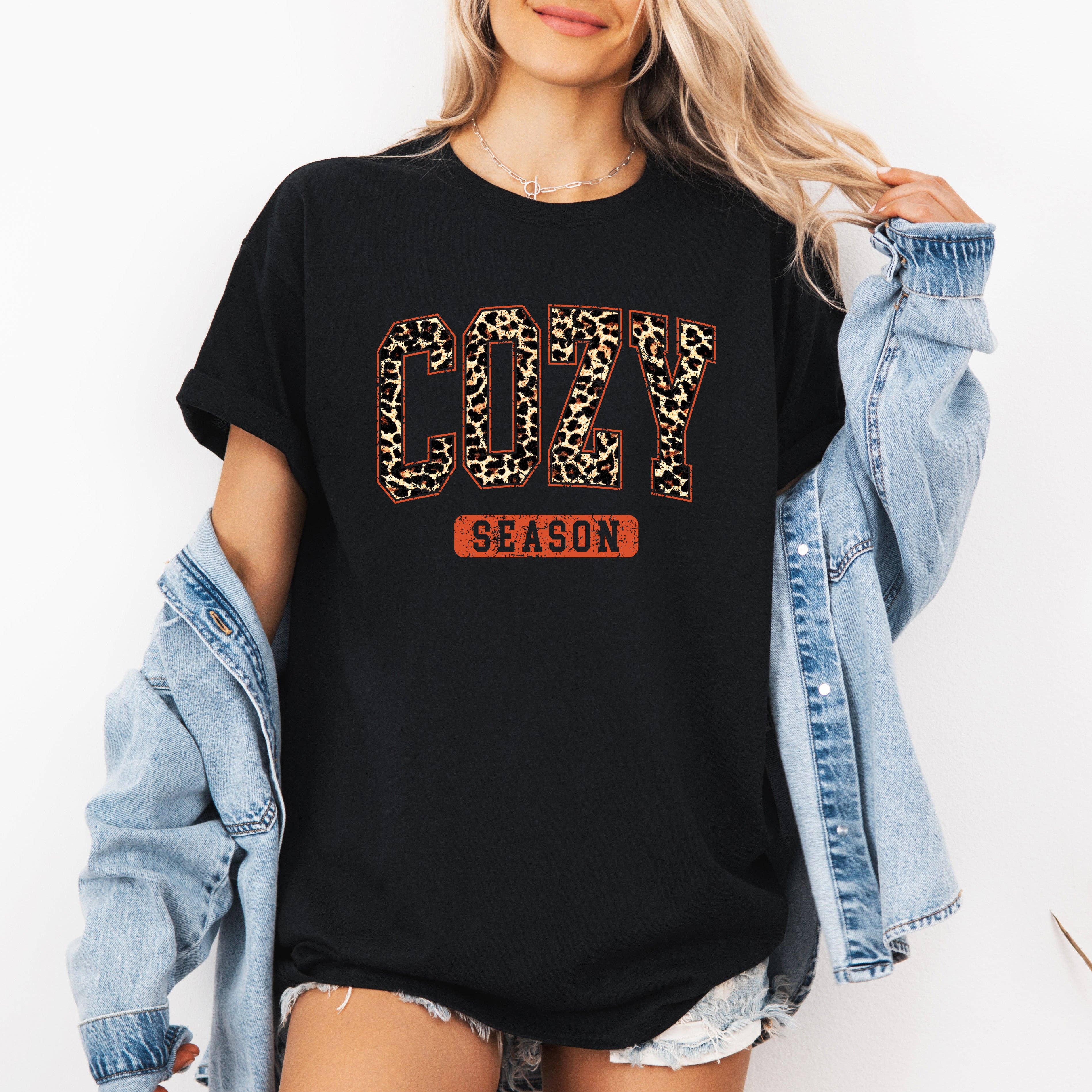 Cozy Season, Leopard Print, Halloween, Autumn, Fall, Tshirt Hoodie, Sweatshirt | PodTeesHub.com
