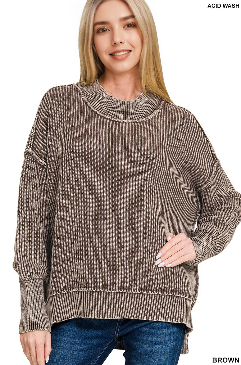 .0825 Washed Side Slit Oversized Hi-Low Sweater SI-27085 T-Shirts, Hoodie, Sweatshirt | PodTeesHub.com