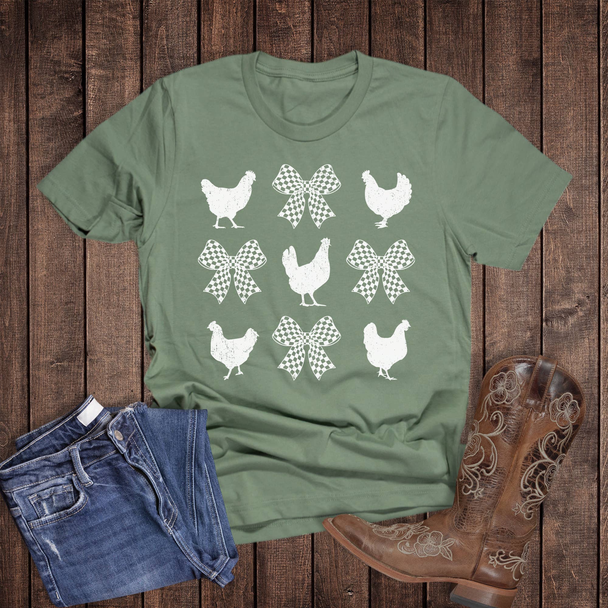 Chicken and Bows Collage Graphic Tee Hoodie, Sweatshirt | PodTeesHub.com