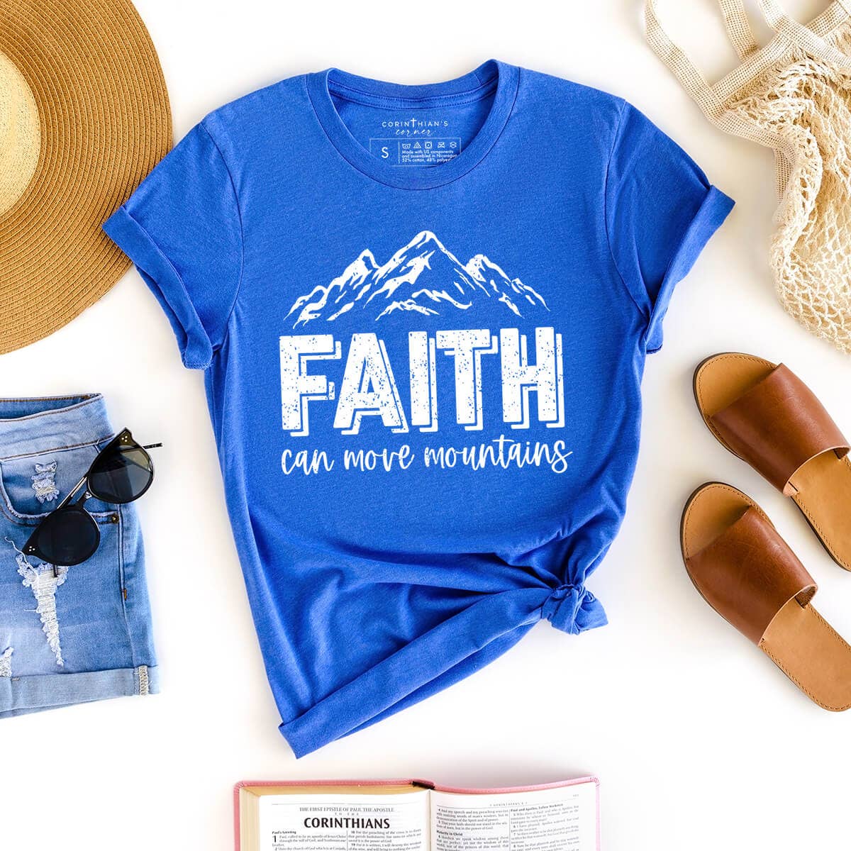 Faith Can Move Mountains Christian Graphic Tee Shirt Hoodie, Sweatshirt | PodTeesHub.com
