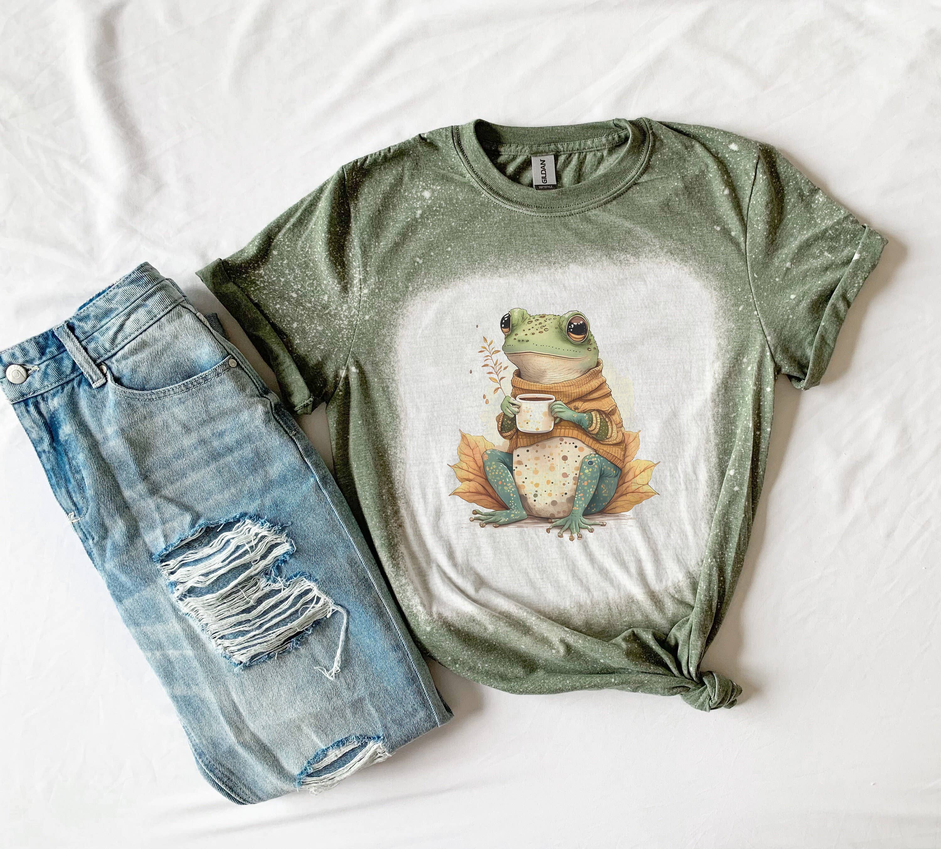 Cottage Core Frog Bleached Tee – Hipster Shirt, Gifts For He Hoodie, Sweatshirt | PodTeesHub.com