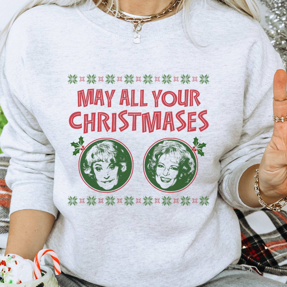 May All Your Christmases Bea White - Christmas Sweatshirt T-Shirts, Hoodie | PodTeesHub.com