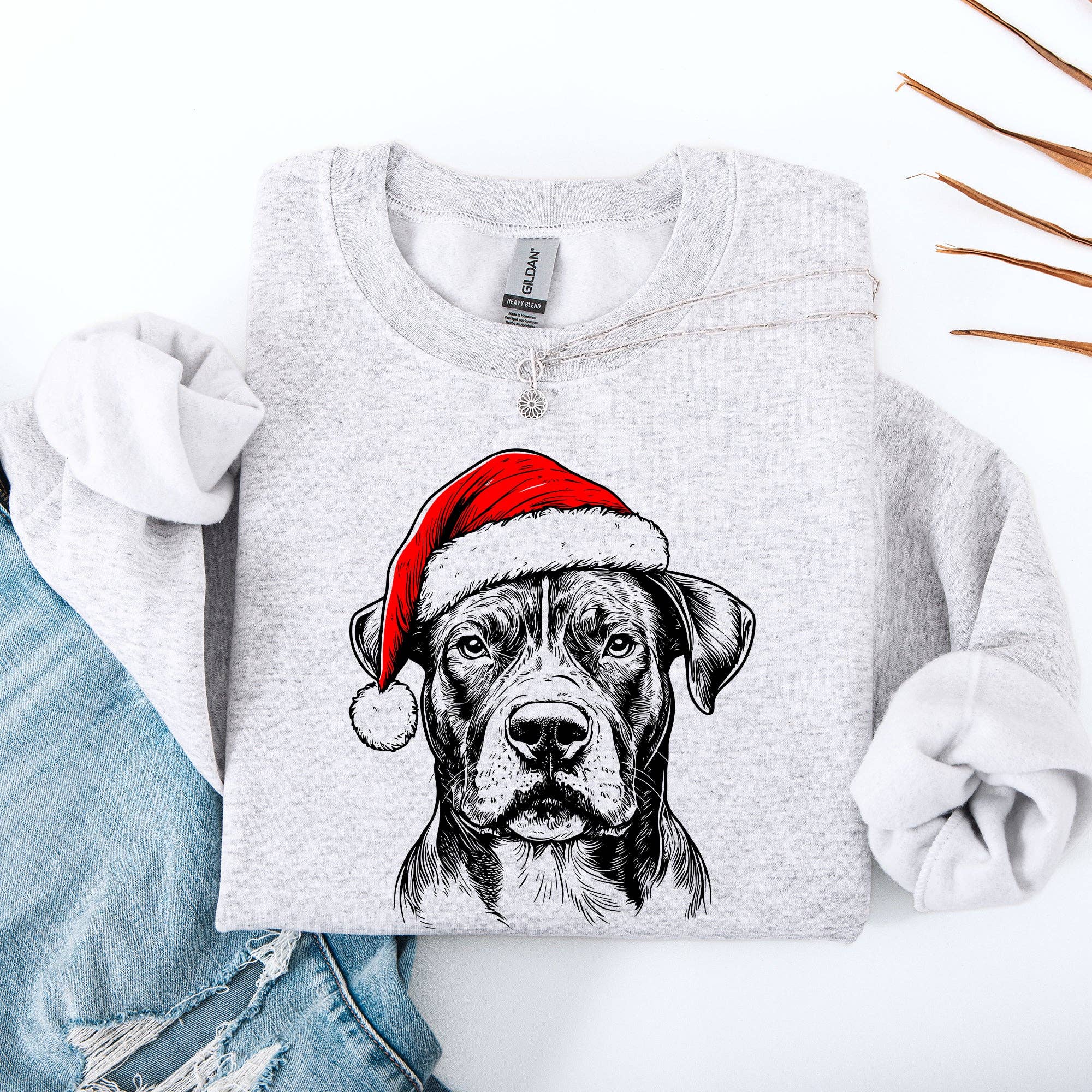 Pitbull, Santa, Dog, Christmas, Dog Lover, Pet Sweatshirt T-Shirts, Hoodie | PodTeesHub.com