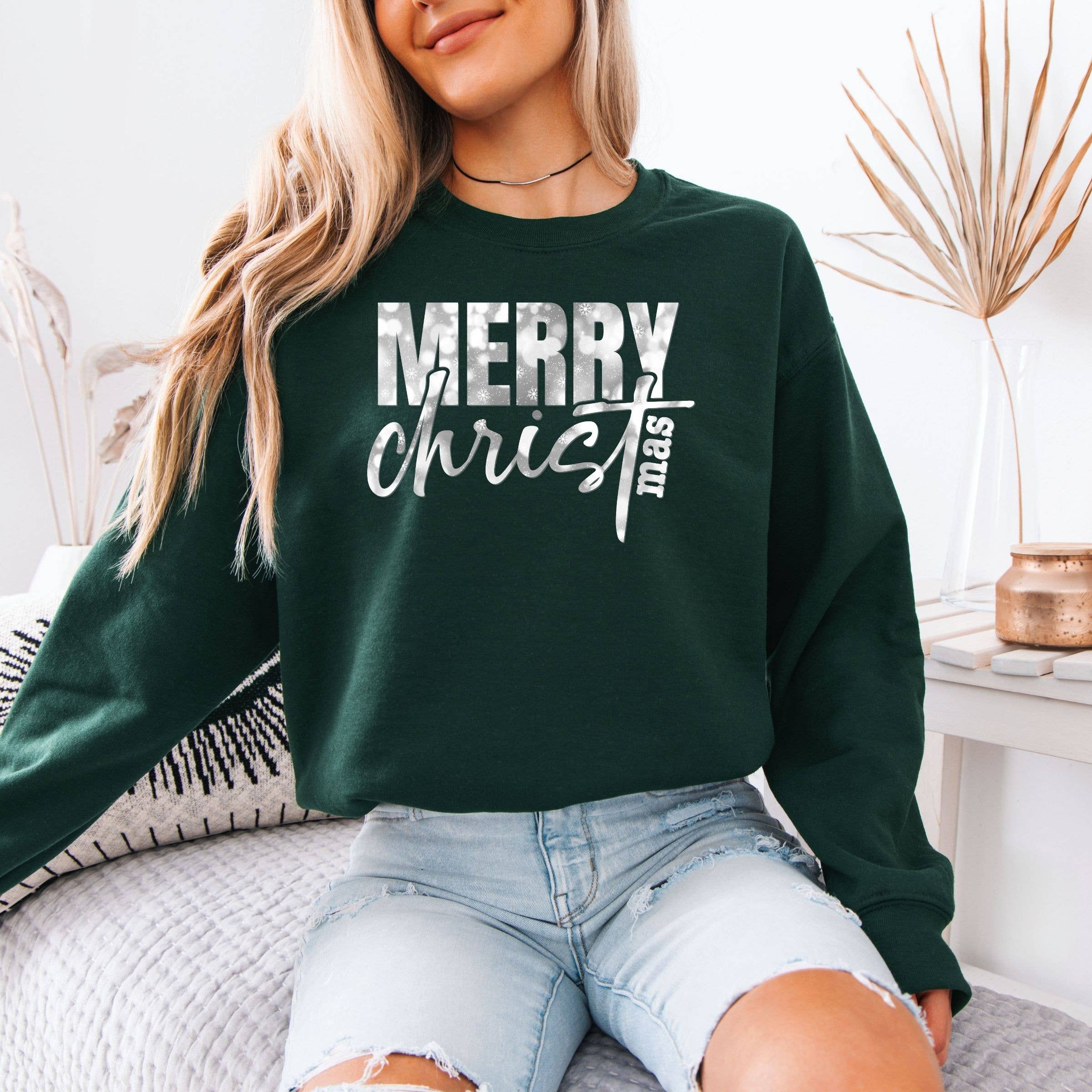 Merry Christmas Snowy Holiday Christmas Graphic Sweatshirt T-Shirts, Hoodie | PodTeesHub.com