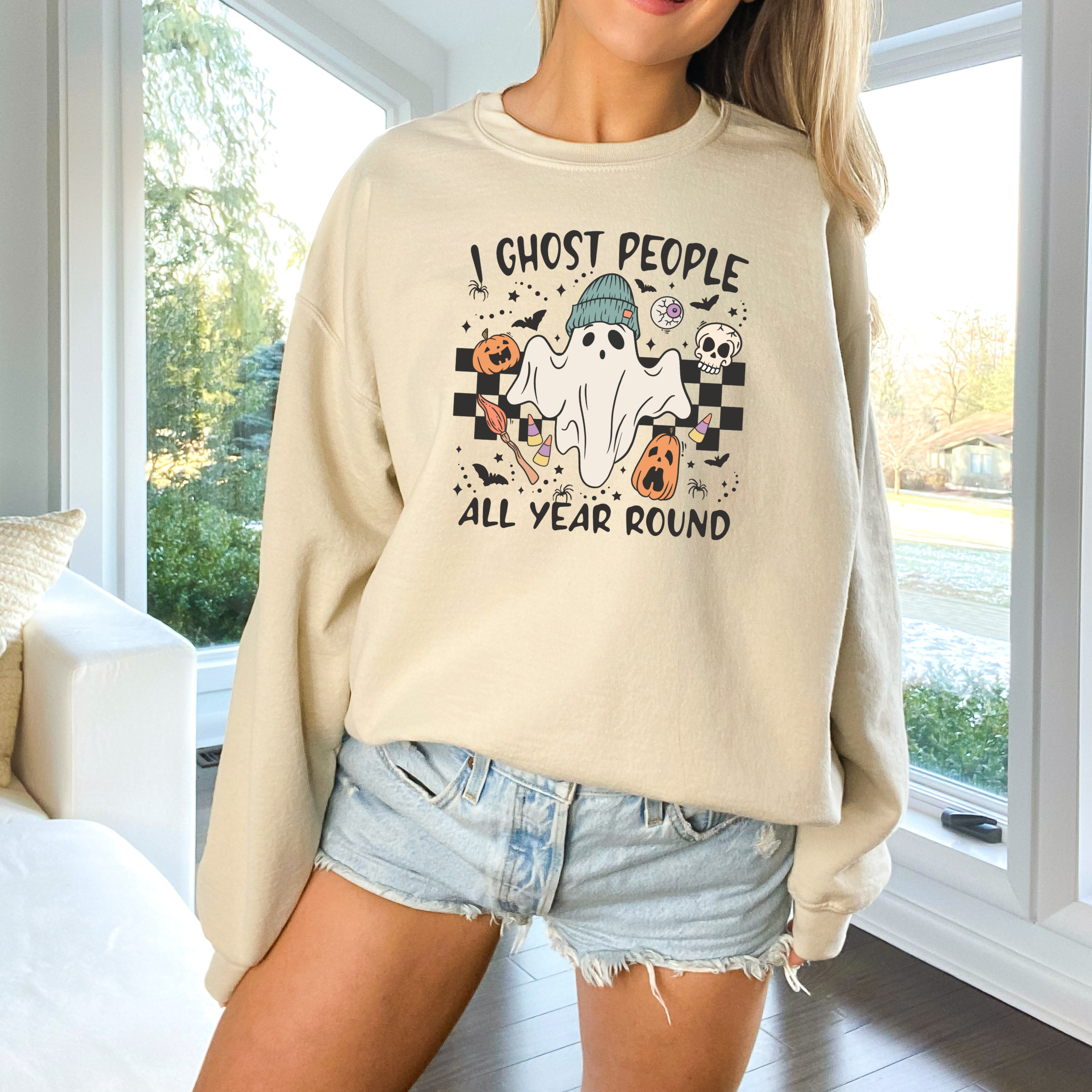 I Ghost People All Year Long Fall Sweatshirt - Fall Tee Hoodie | PodTeesHub.com