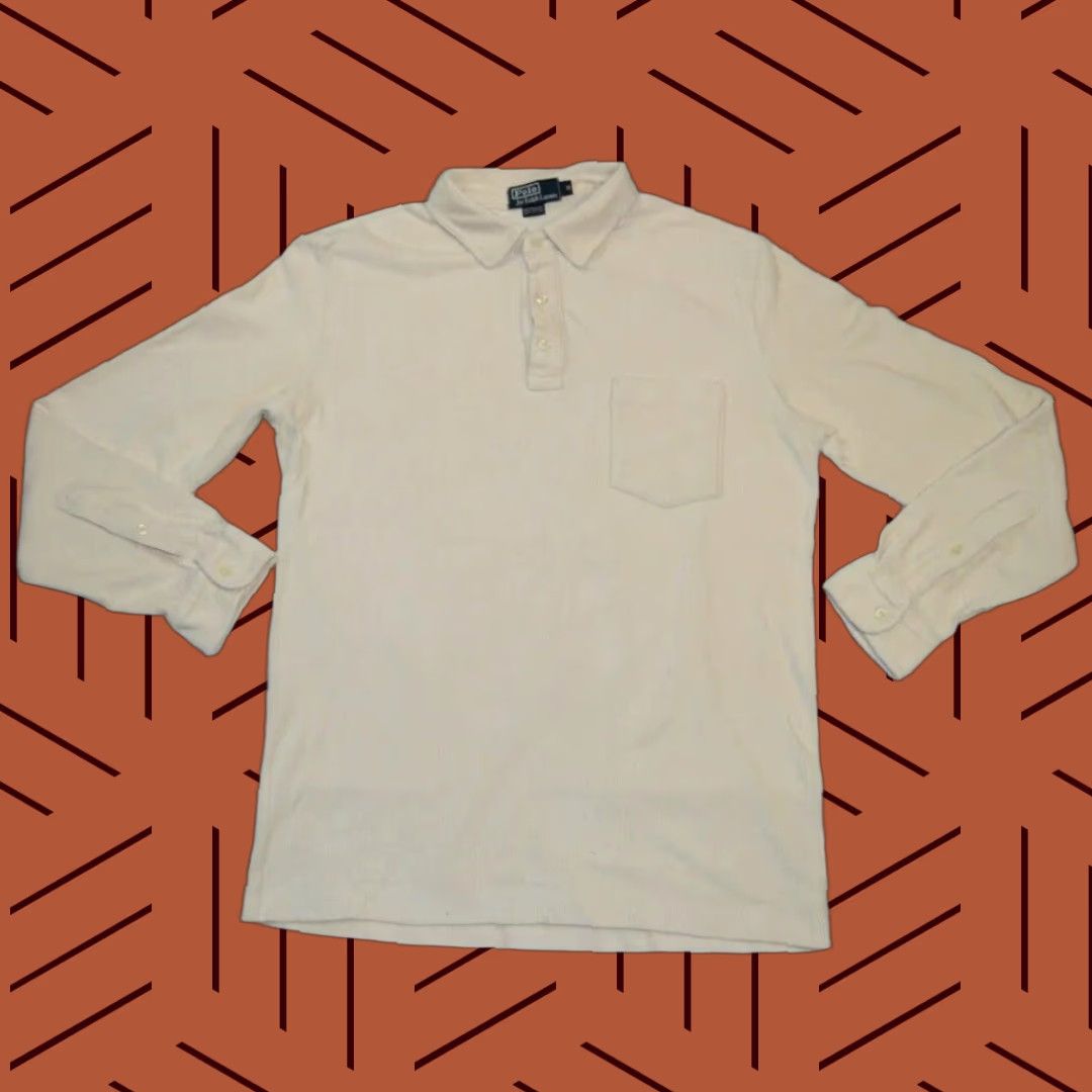 Polo Ralph Lauren Vintage Polo Ralph Lauren Men S Ivory Corduroy Long Sleeve Henley Shirt 80s 90s He Hoodie, Sweatshirt