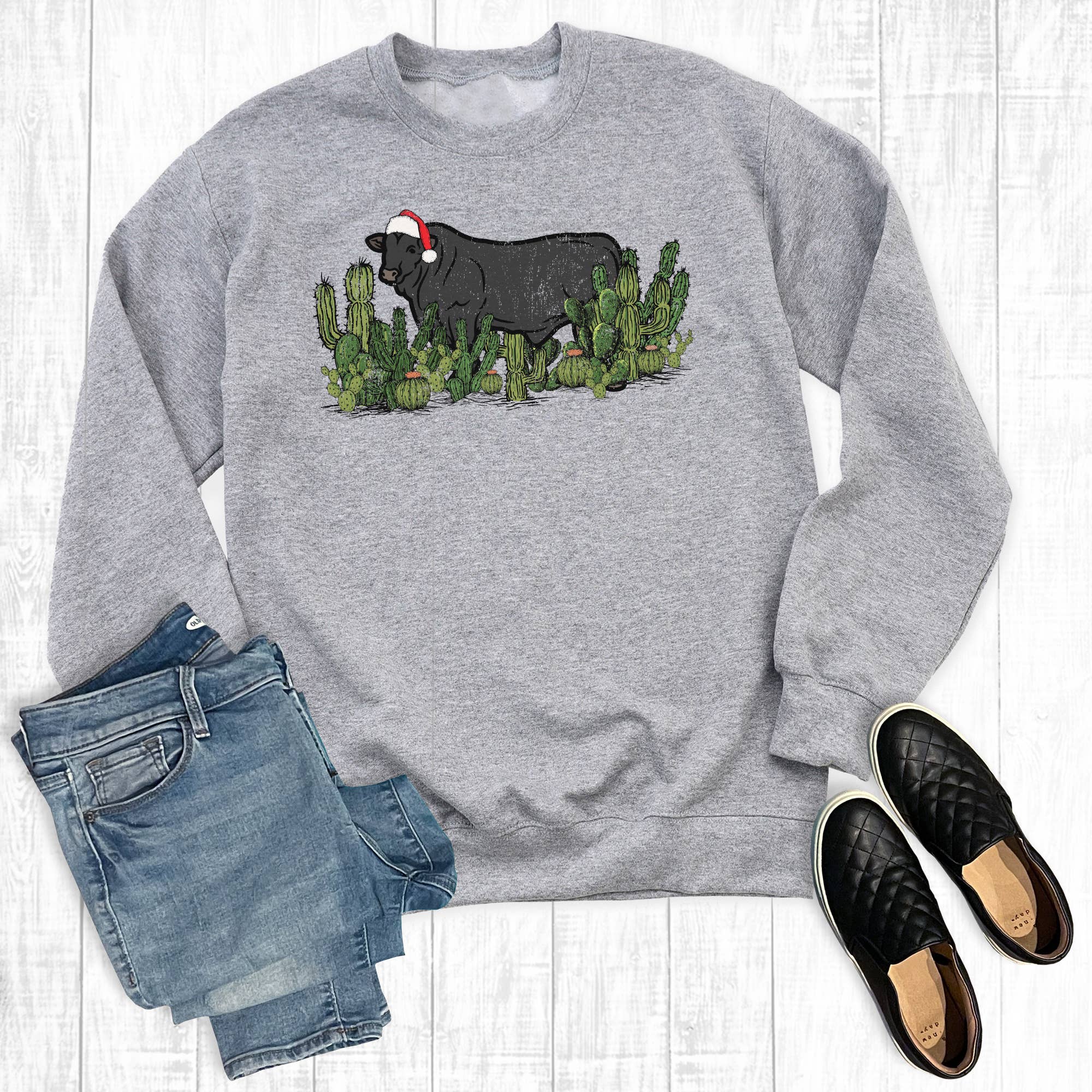 Western Christmas Cattle Sweatshirt T-Shirts, Hoodie | PodTeesHub.com