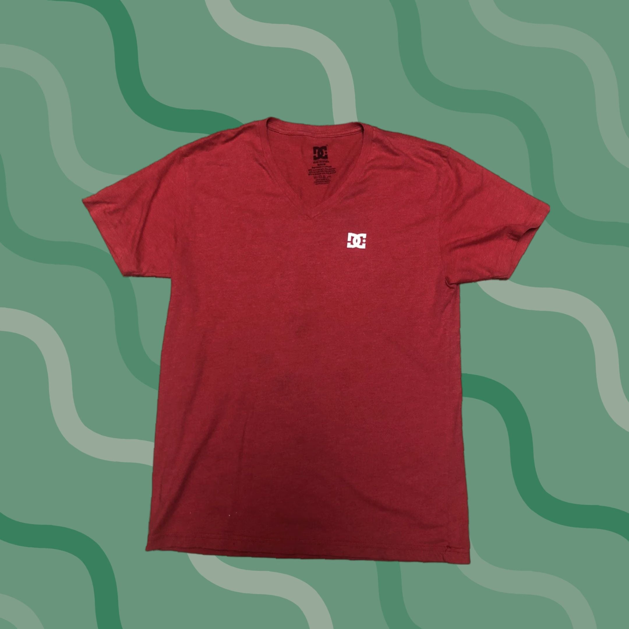 Vintage Dc Red V Neck Shirt M Men Short Sleeve Logo Dc Sports T Shirt Red Mens V Neck Shirt M Hoodie, Sweatshirt