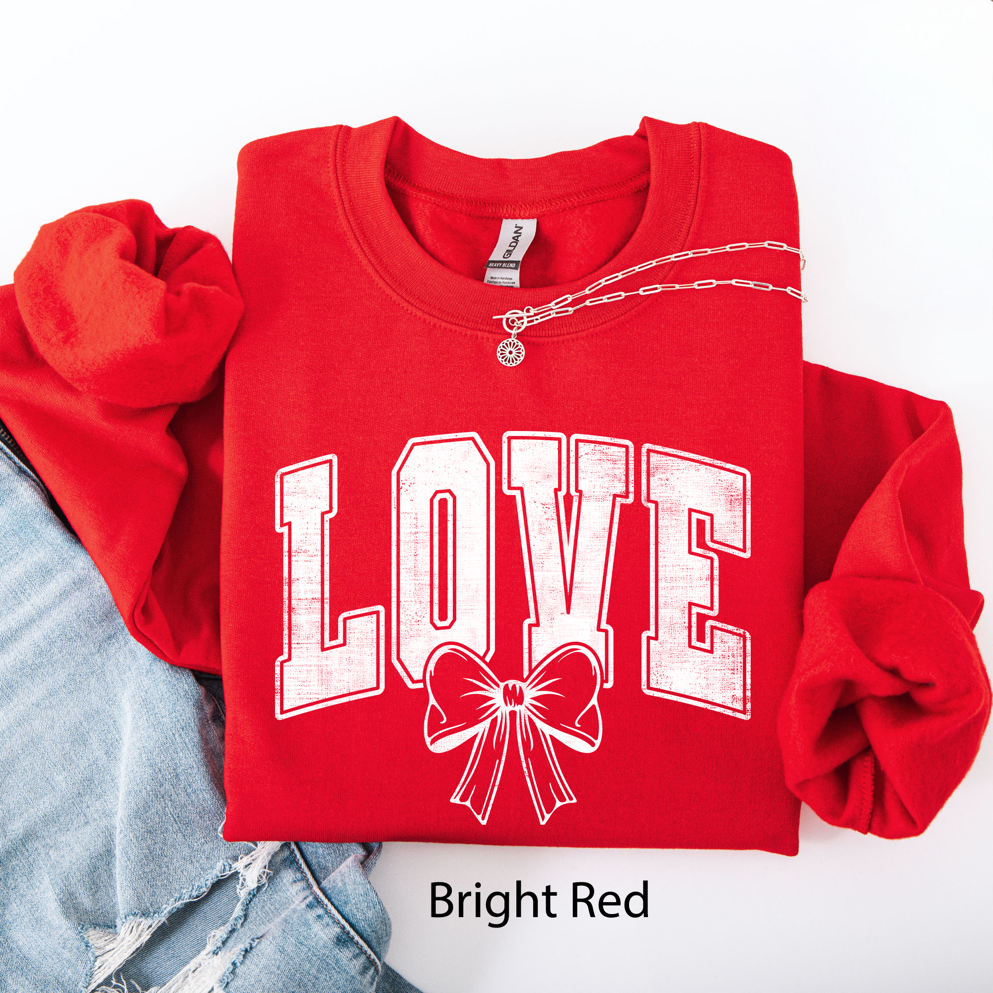 Love, Retro Bow, Valentine's Day, Ribbons Varsity Sweatshirt T-Shirts, Hoodie | PodTeesHub.com