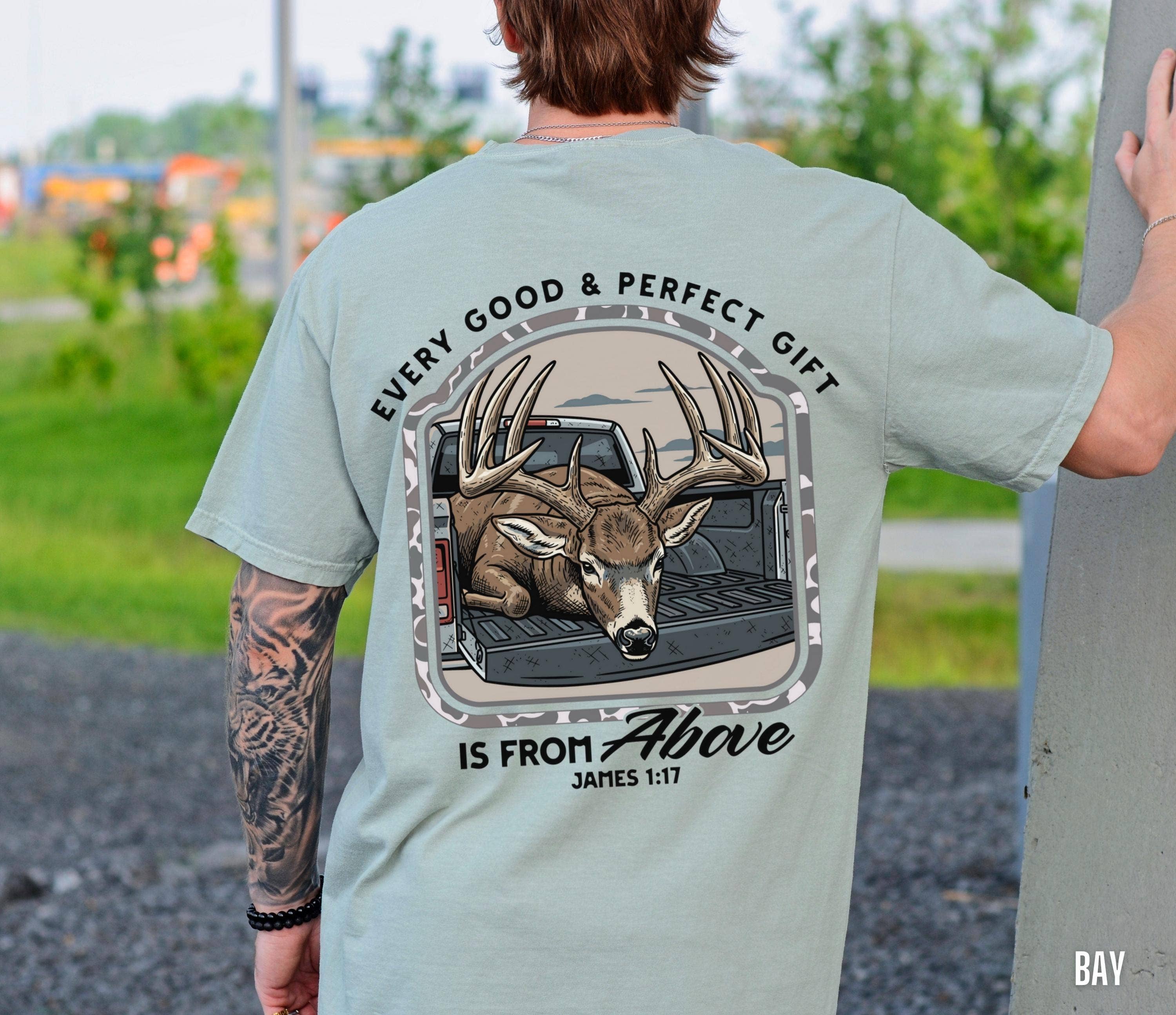 Men's Christian Deer Hunter Bible Verse Tee Hoodie, Sweatshirt | PodTeesHub.com