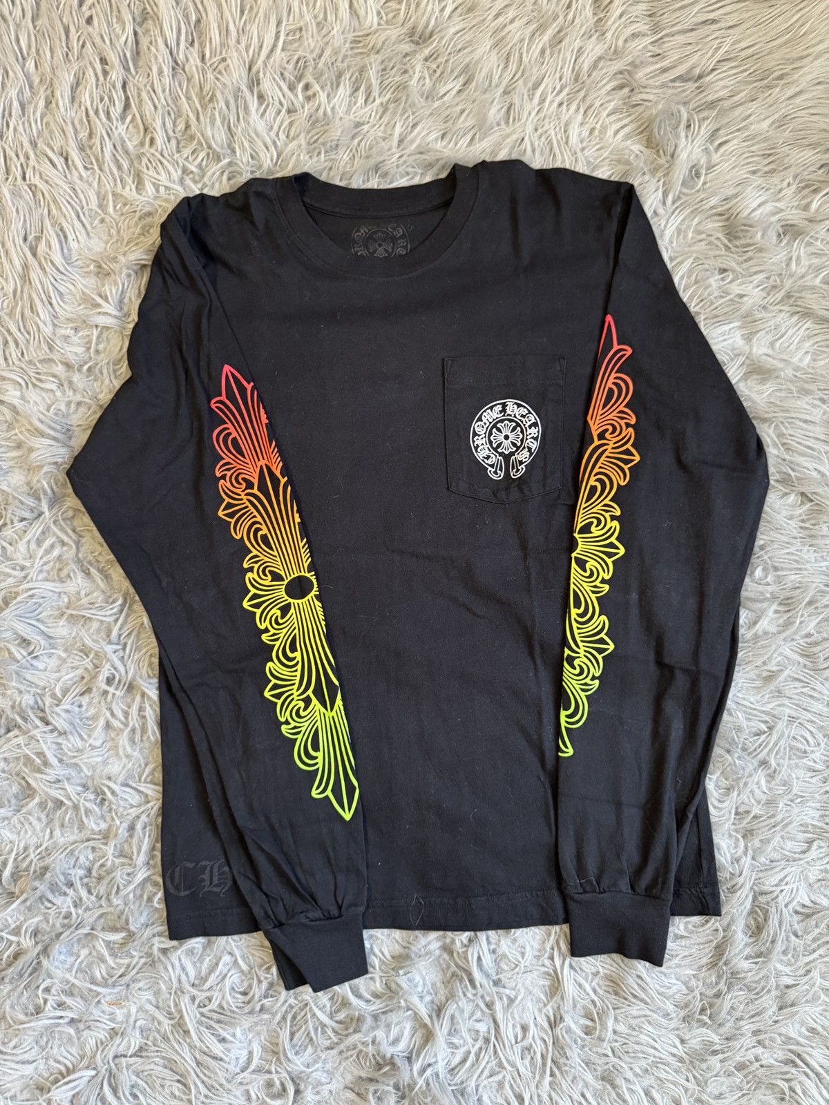Hearts Chrome Hearts Gradient Floral Long Sleeve T-Shirts, Hoodie, Sweatshirt | PodTeesHub.com