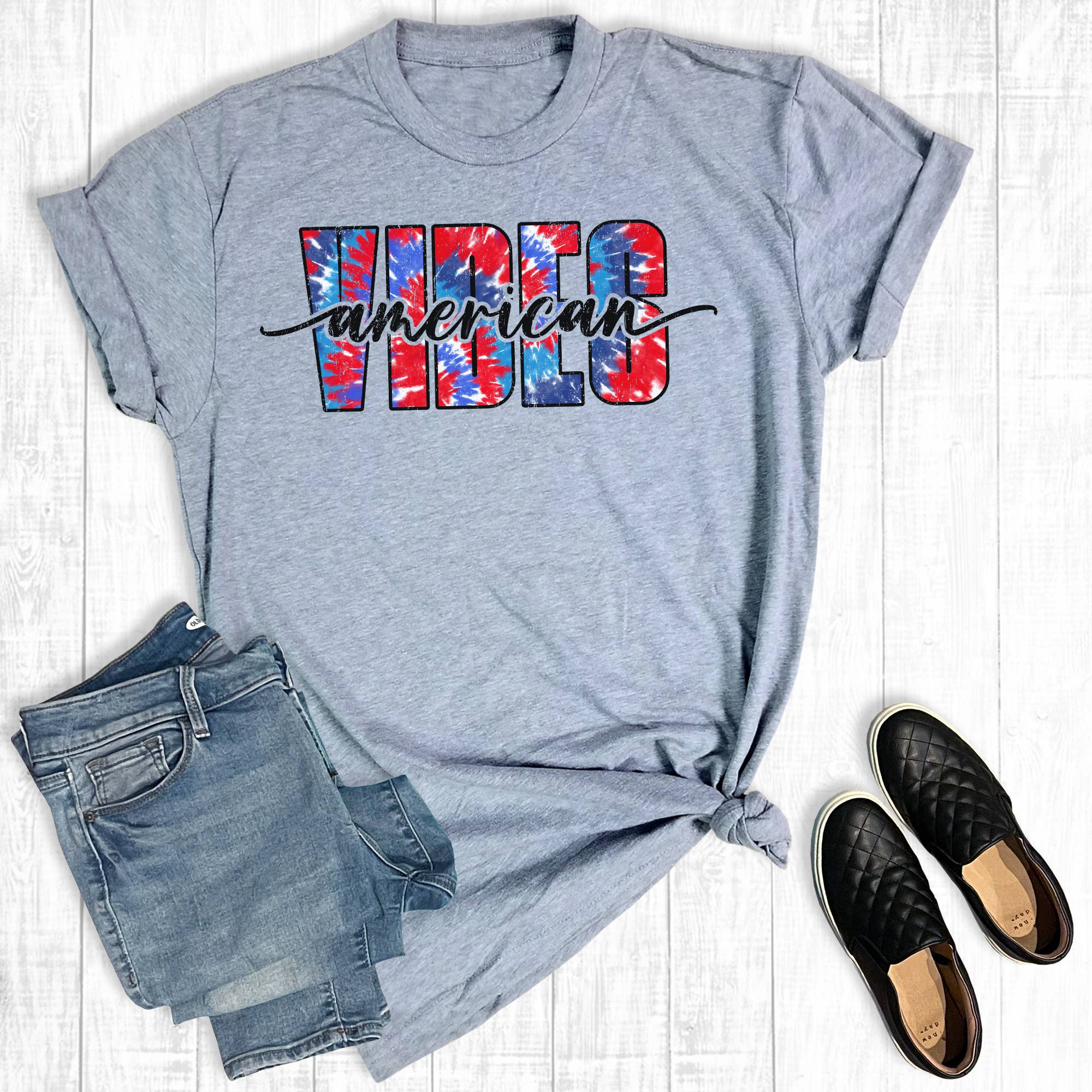 July 4th Tie Dye American Vibes Graphic Tee Hoodie, Sweatshirt | PodTeesHub.com