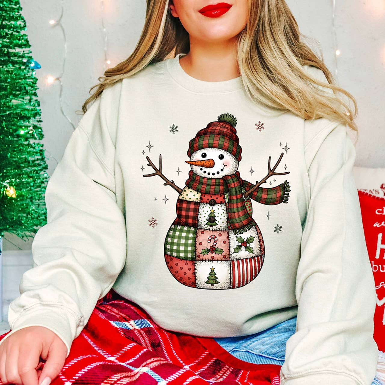 Christmas Patchwork Snowman Sweatshirt T-Shirts, Hoodie | PodTeesHub.com