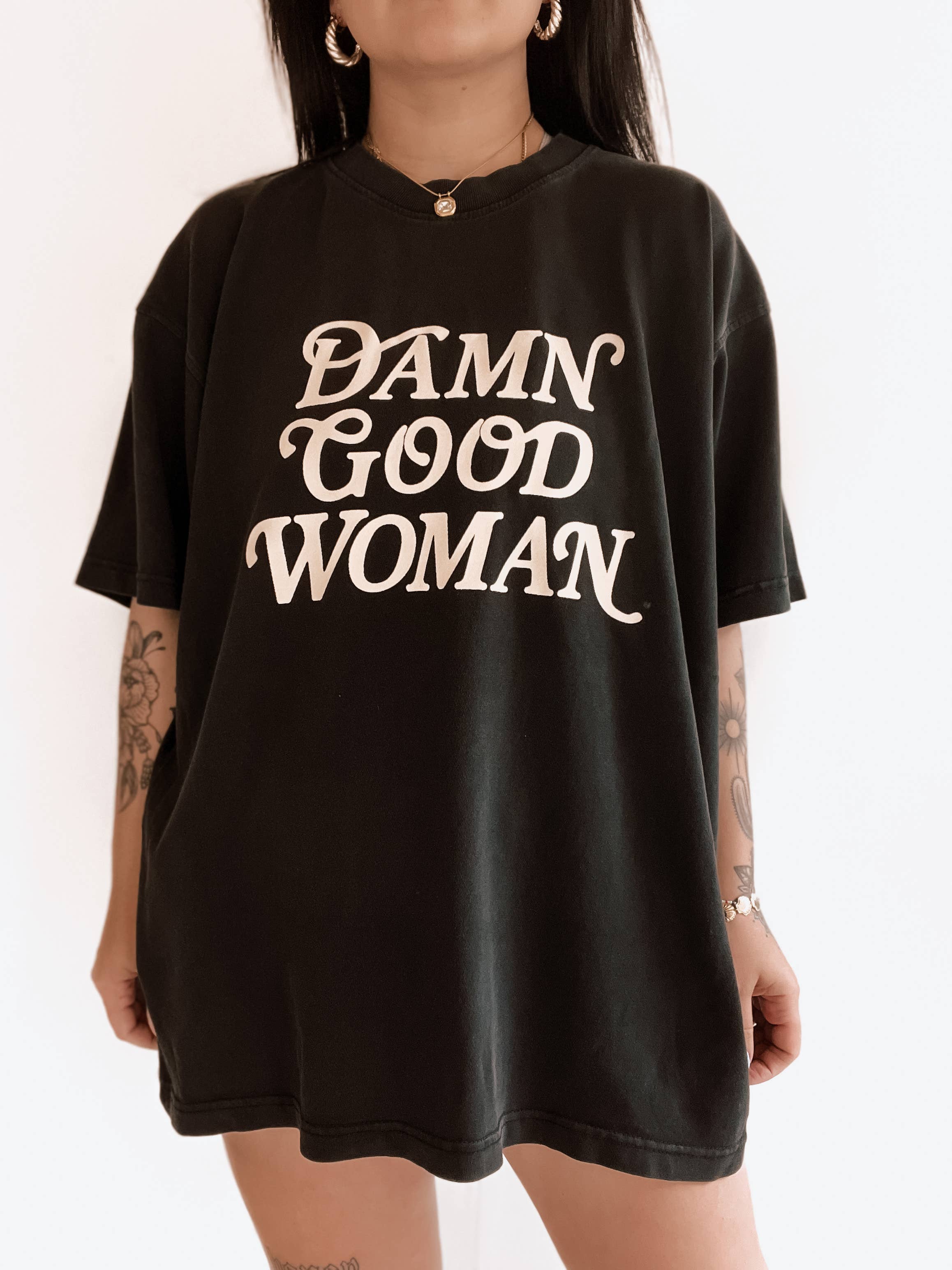 Damn Good Woman Feminist Womens Graphic Tee - Black Hoodie, Sweatshirt | PodTeesHub.com