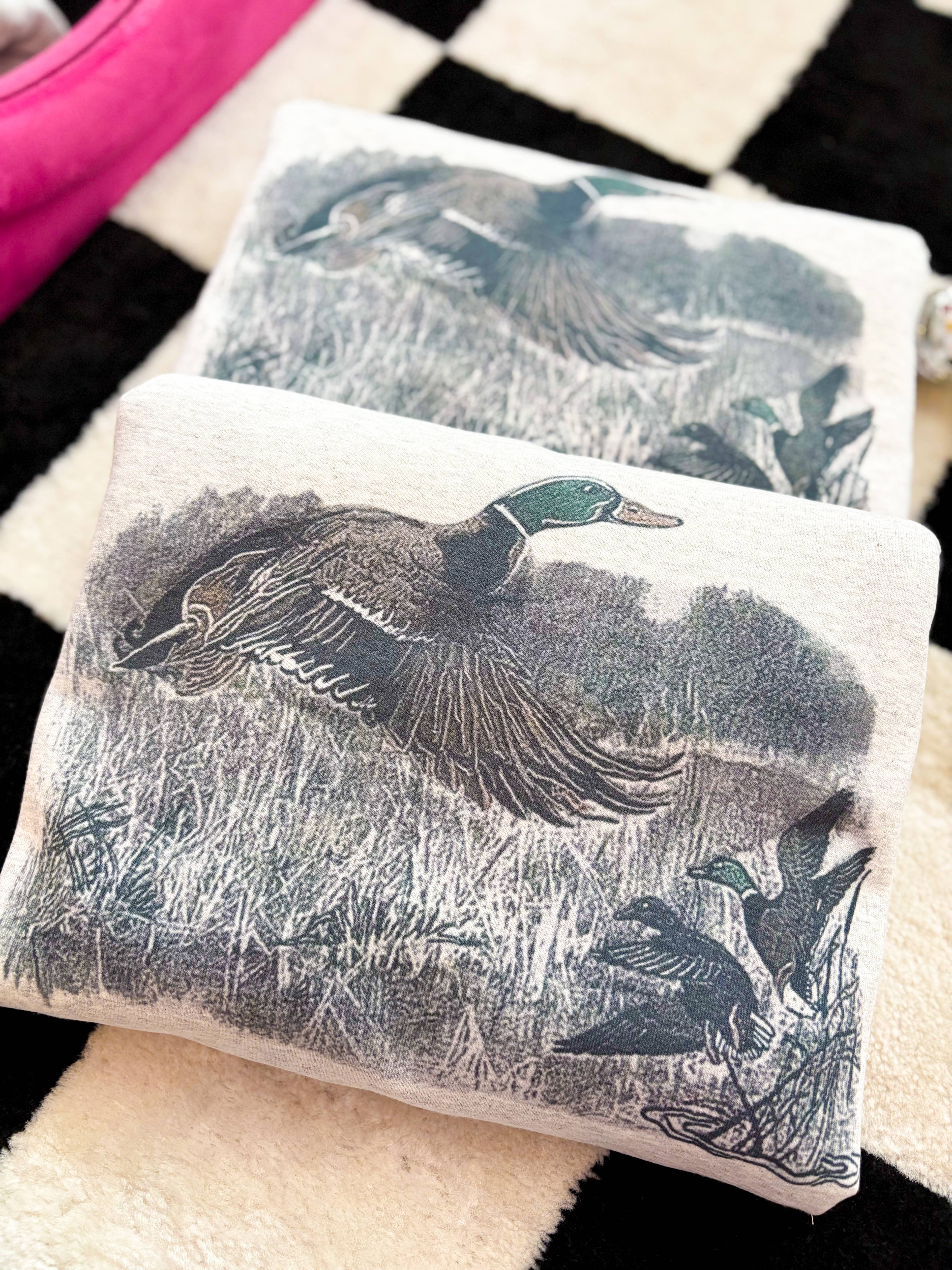Vintage Mallard Duck Crewneck Sweatshirt | Fall Graphic T-Shirts, Hoodie | PodTeesHub.com
