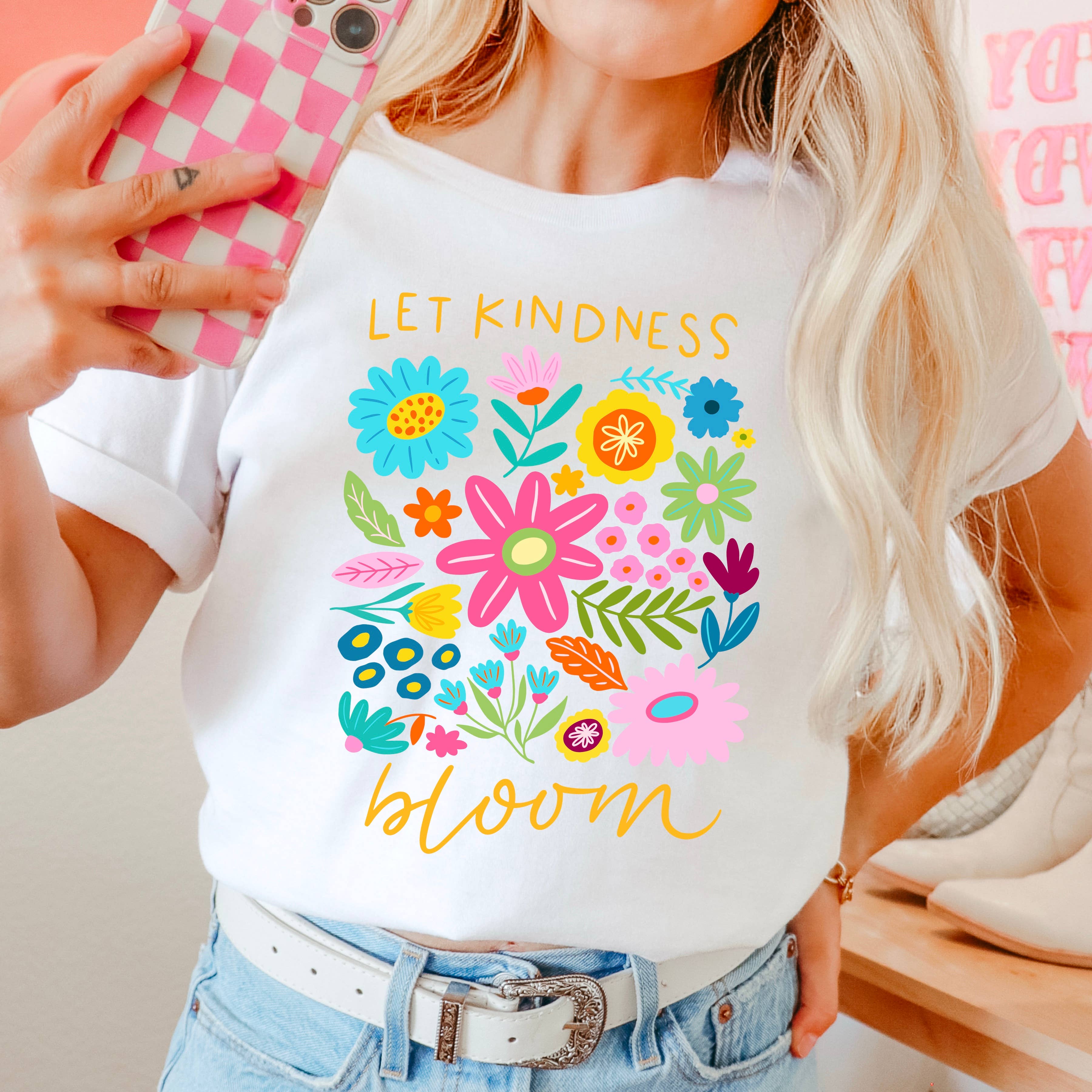 Let Kindness Bloom Women's Graphic Tee | Comfort Color Hoodie, Sweatshirt | PodTeesHub.com