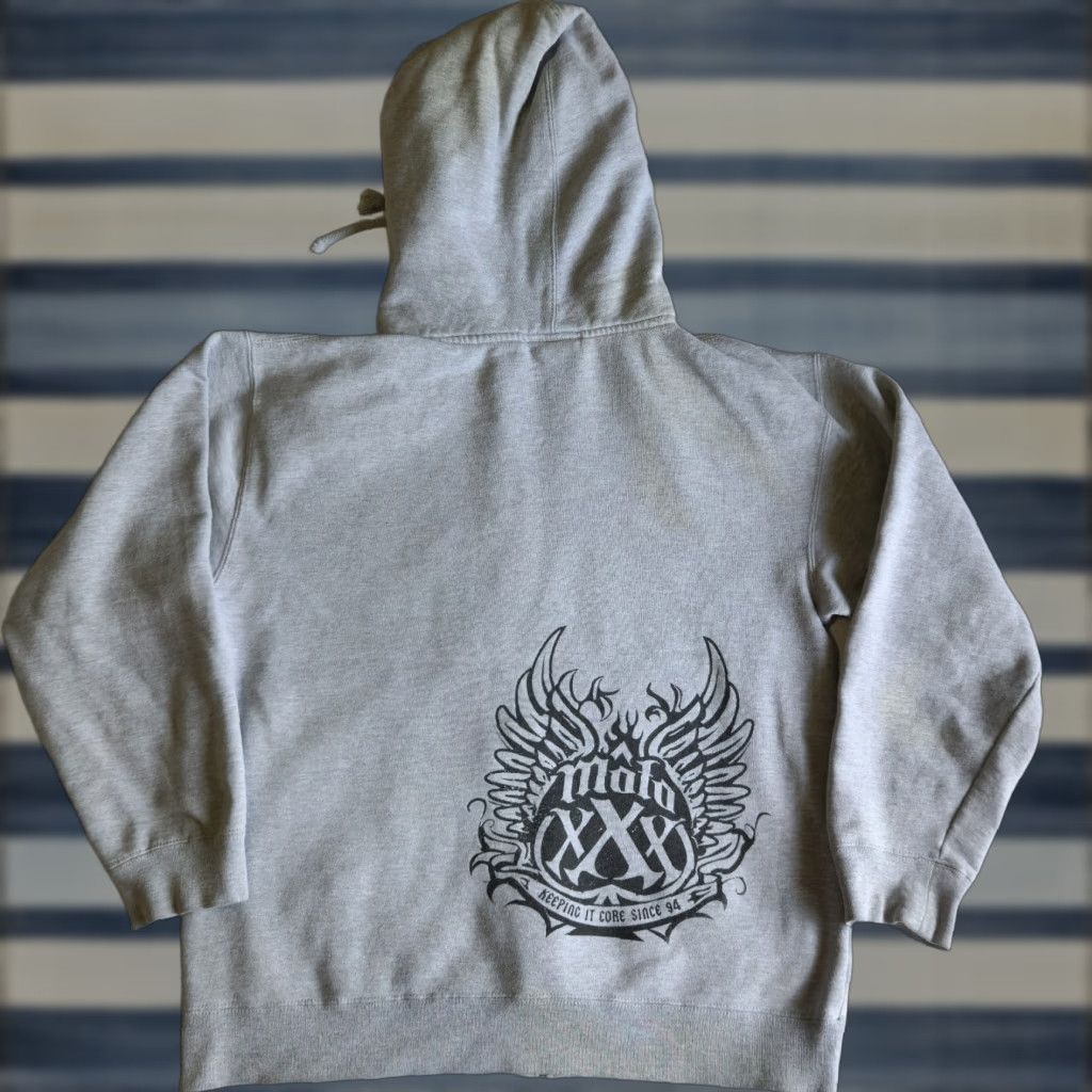 Vintage Moto Xxx Y2k Grunge Grey M Graphic Hoodie Sweatshirt Usa Made Motoxxx T-Shirts | PodTeesHub.com