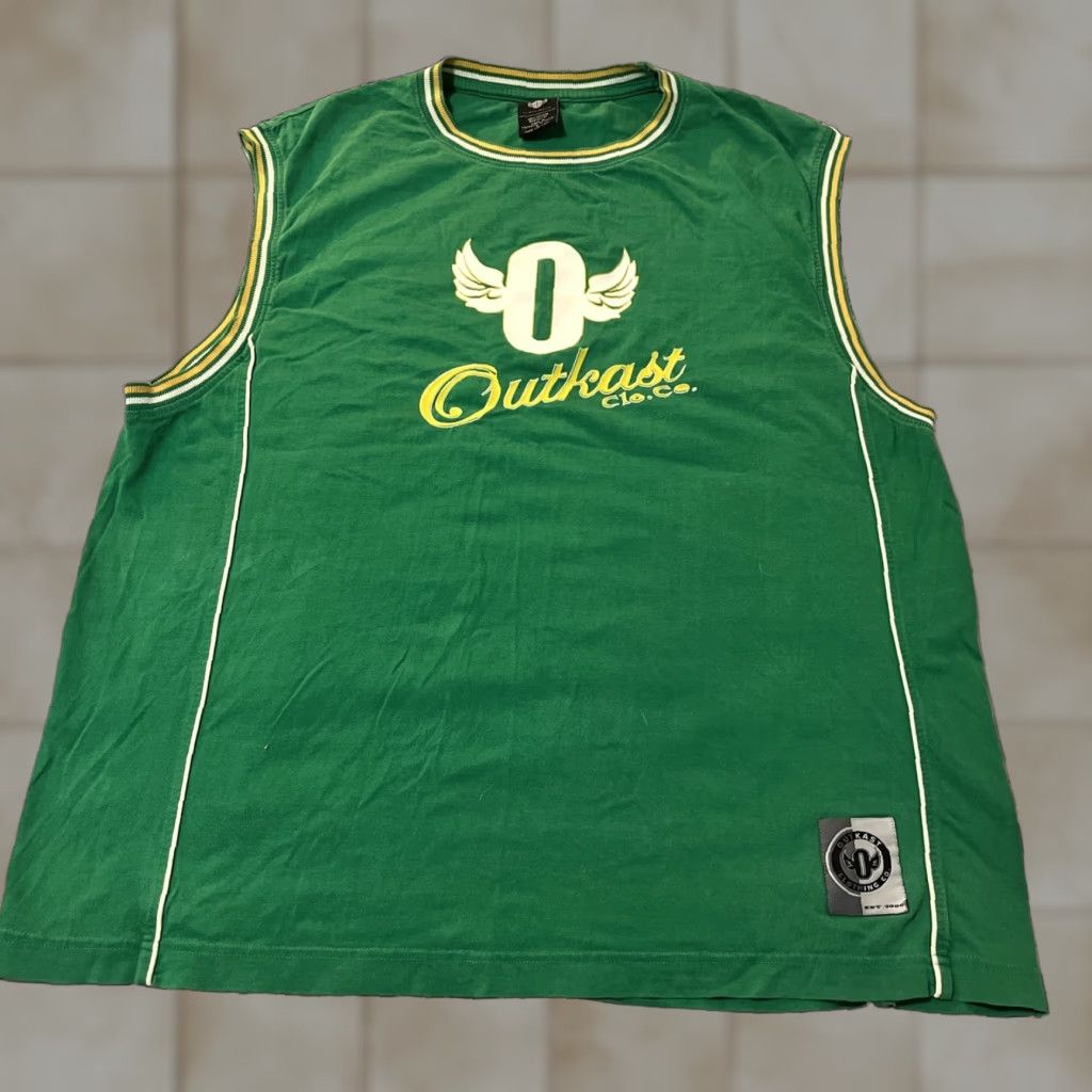 Vintage Outkast Clothing Co Shirt Greens Yellow Sleeveless Basketball Hip Hop Large Unisex A Hoodie, Sweatshirt
