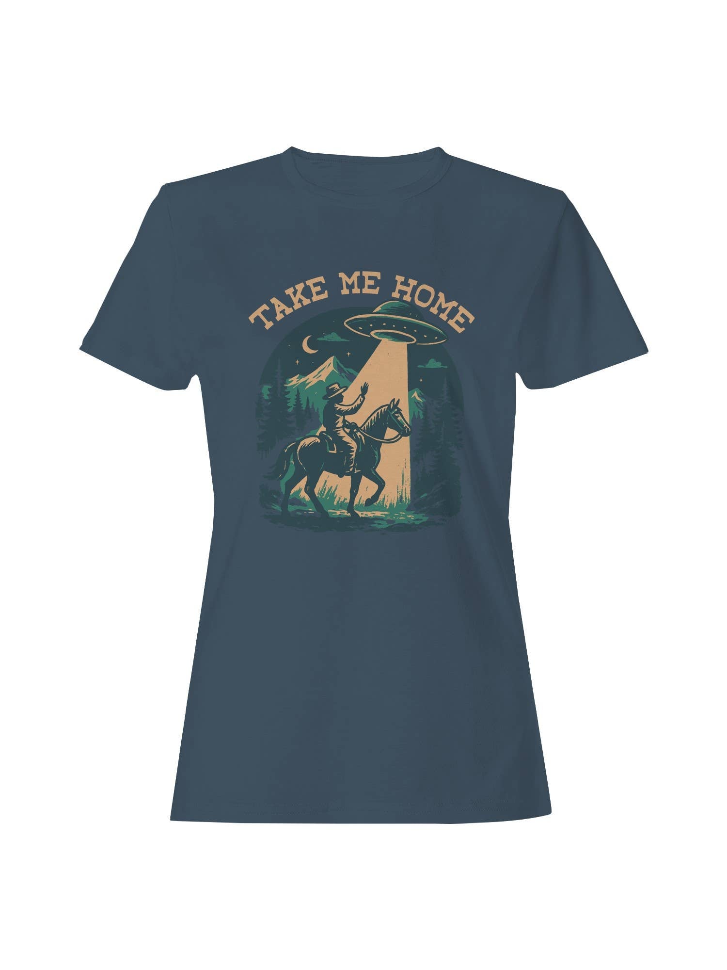 Take Me Home Ufo Cowboy Design Women's T-Shirt Hoodie, Sweatshirt | PodTeesHub.com