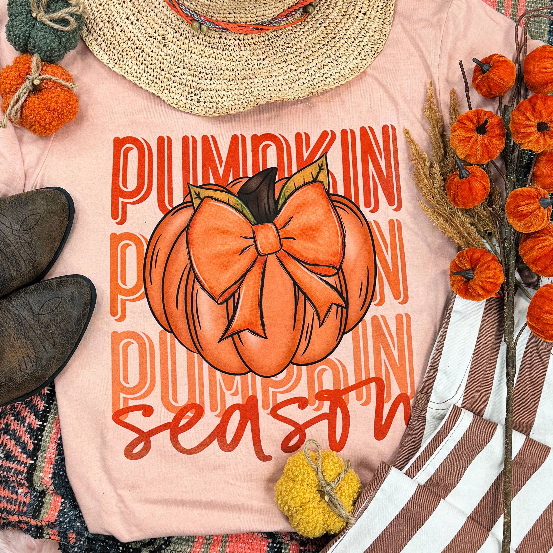 Pumpkin Season Stacked Heather Peach Everyday Tee Hoodie, Sweatshirt | PodTeesHub.com