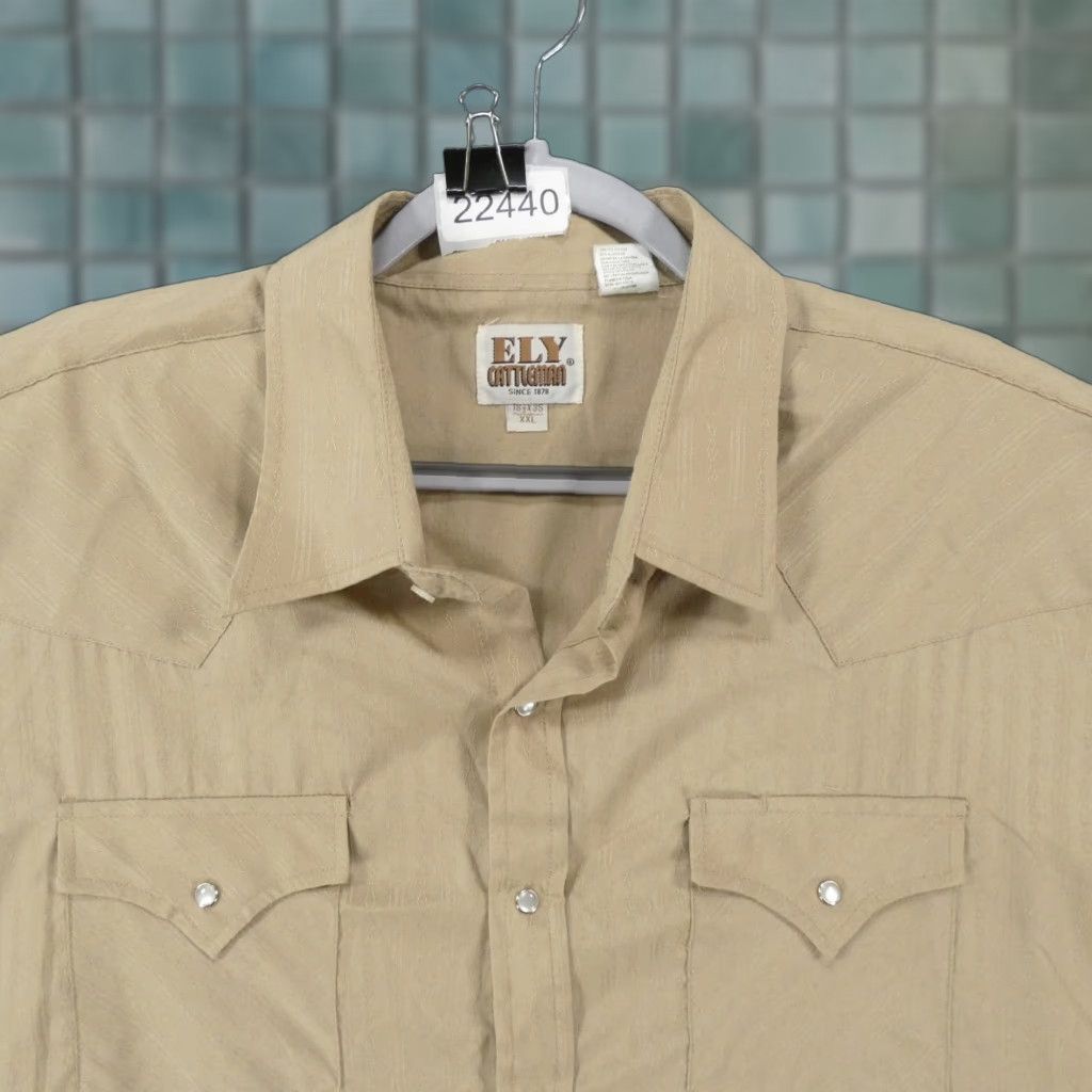 Vintage Ely Cattleman Shirt Mens 2xl Long Sleeve Pearl Snap Up Brown Embroidered Western Shi Hoodie, Sweatshirt