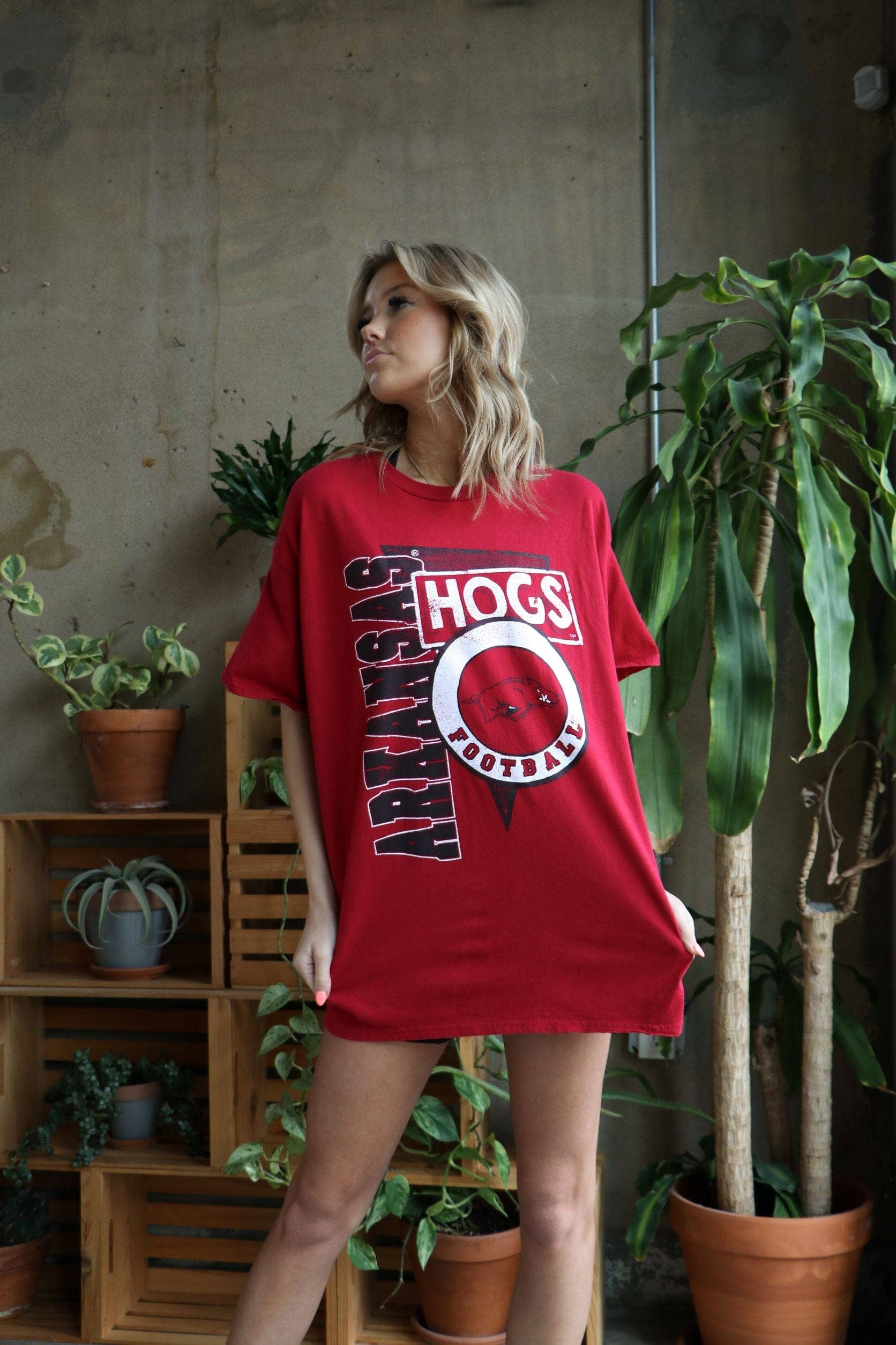 Arkansas Razorbacks Football Spree Cardinal Thrifted Tee Hoodie, Sweatshirt | PodTeesHub.com