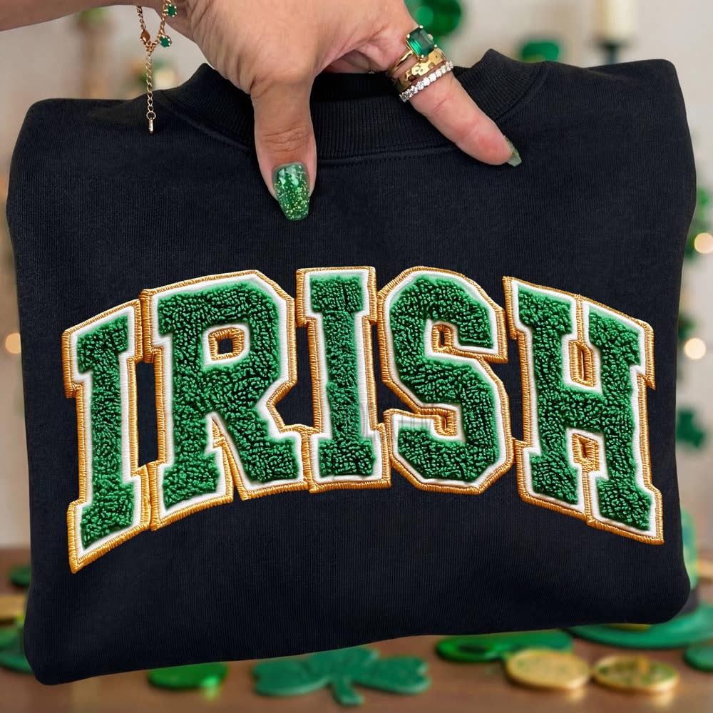 Faux Chenille Irish Sweatshirt T-Shirts, Hoodie | PodTeesHub.com