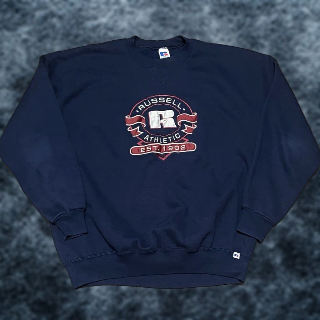 Athletic Vintage Russell Athletic Crewneck Sweatshirt Mens 2xl Navy Usa Made 90s Graphic Pri T-Shirts, Hoodie