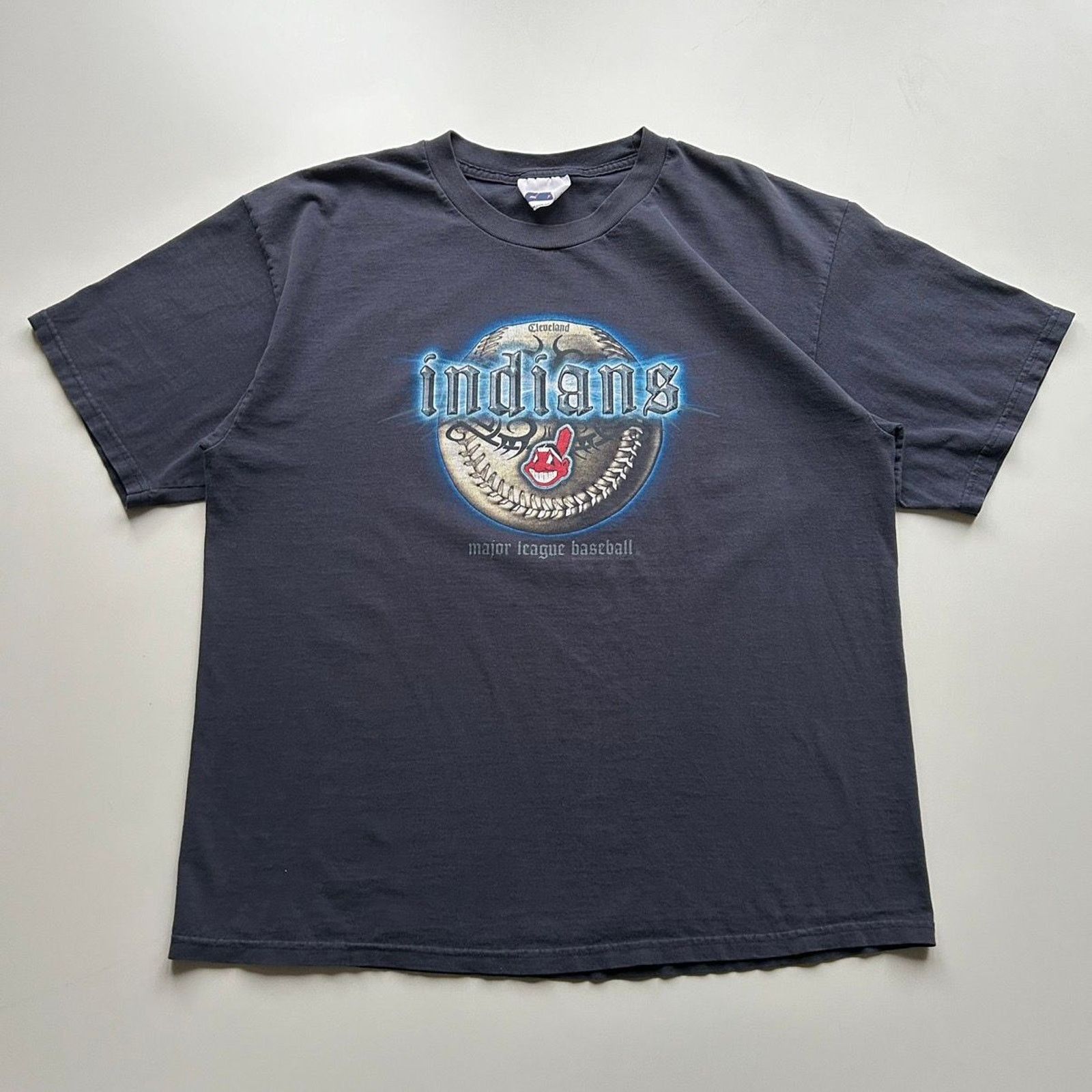 Mlb Vintage 90s Cleveland Indians Mlb Xl Faded Navy Blue T-Shirts, Hoodie, Sweatshirt