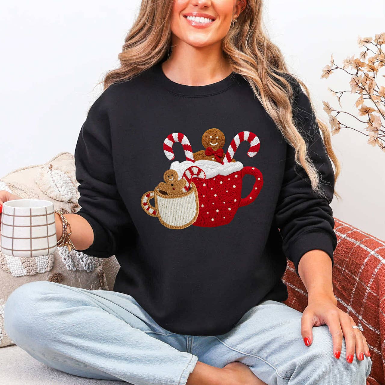Faux Yarn Hot Cocoa Sweatshirt T-Shirts, Hoodie | PodTeesHub.com