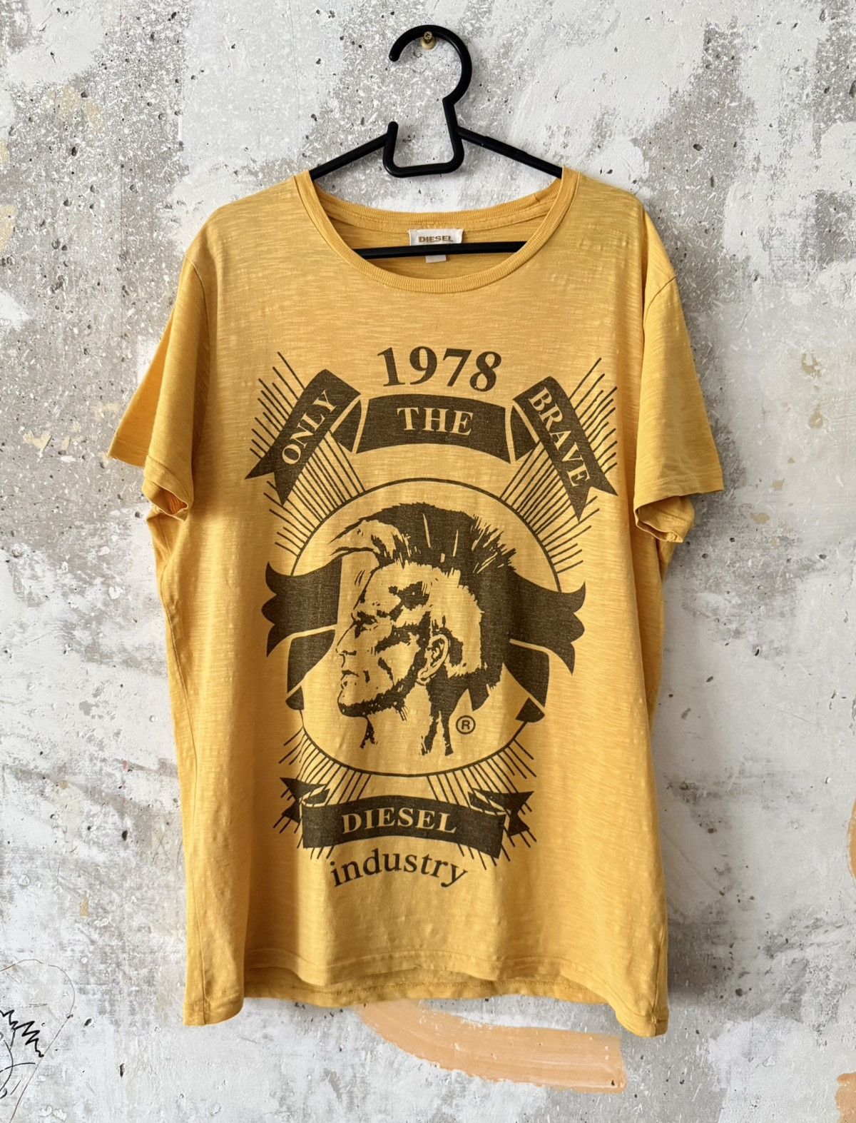 Diesel Classic Big Logo Punk Yellow T Shirt Size L Y2k Style Hoodie, Sweatshirt | PodTeesHub.com