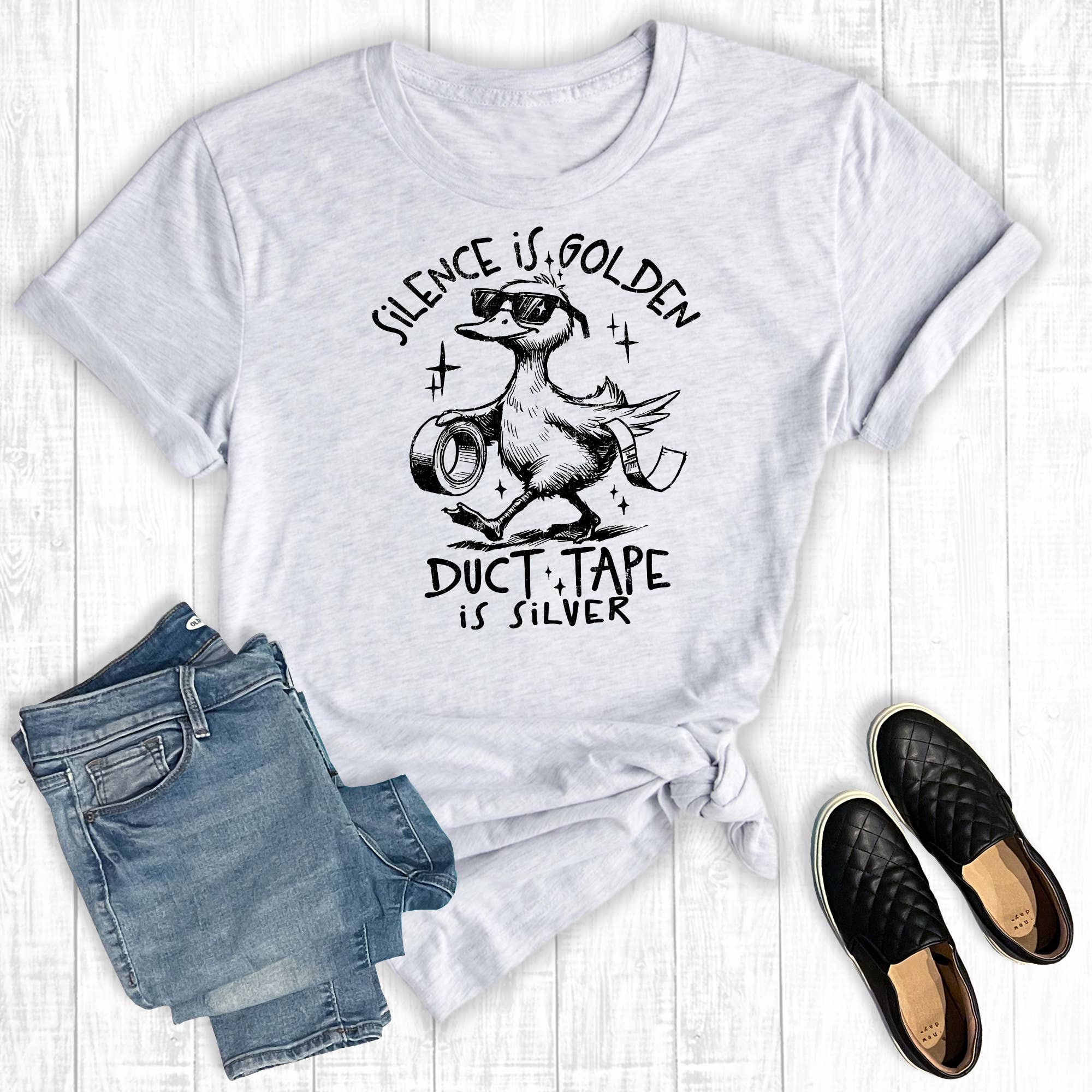 Funny Silence Is Golden Duct Tape Is Silver Graphic Tee Hoodie, Sweatshirt | PodTeesHub.com