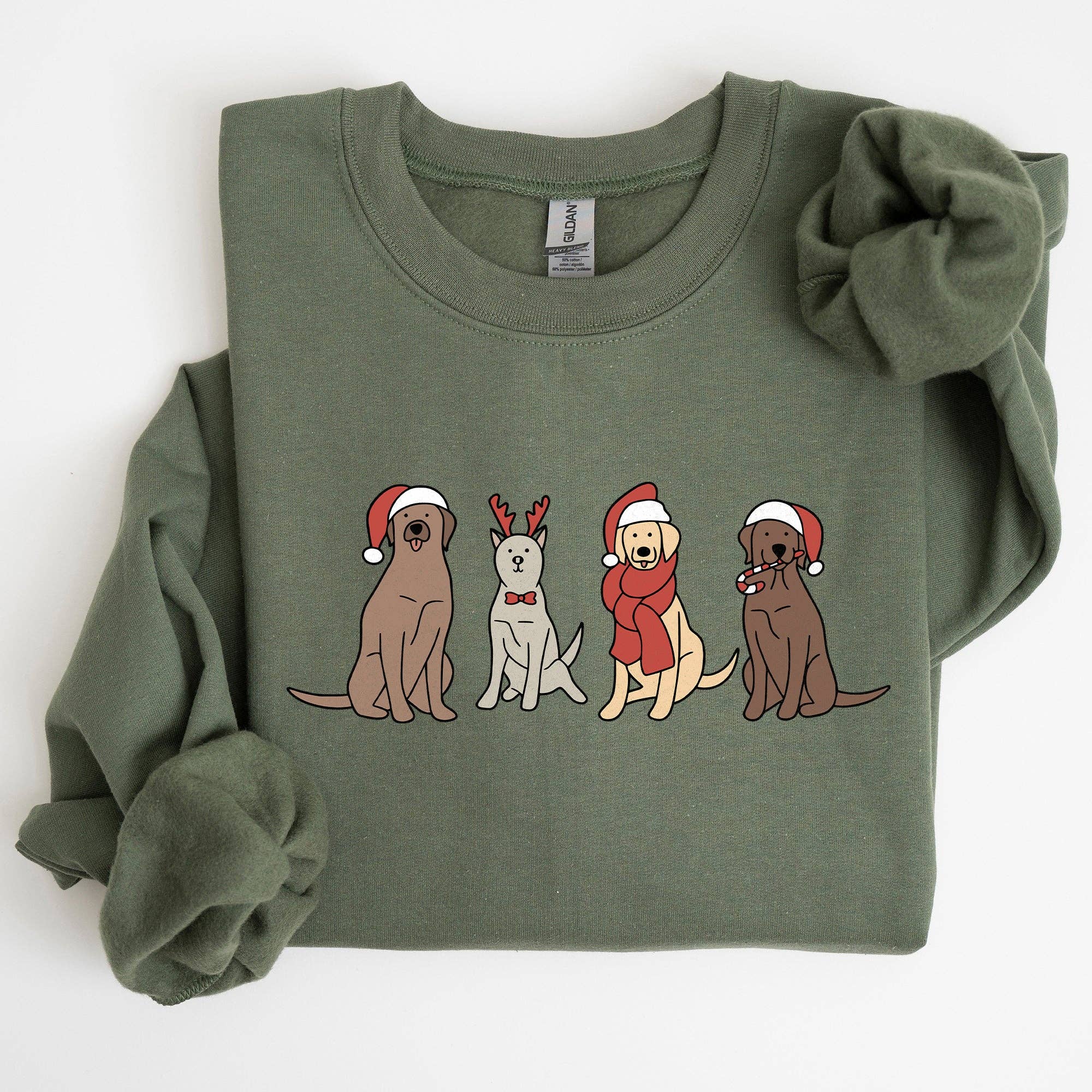 Adorable Christmas Dogs Reindeer Santa Retro Xmas Sweatshirt T-Shirts, Hoodie | PodTeesHub.com