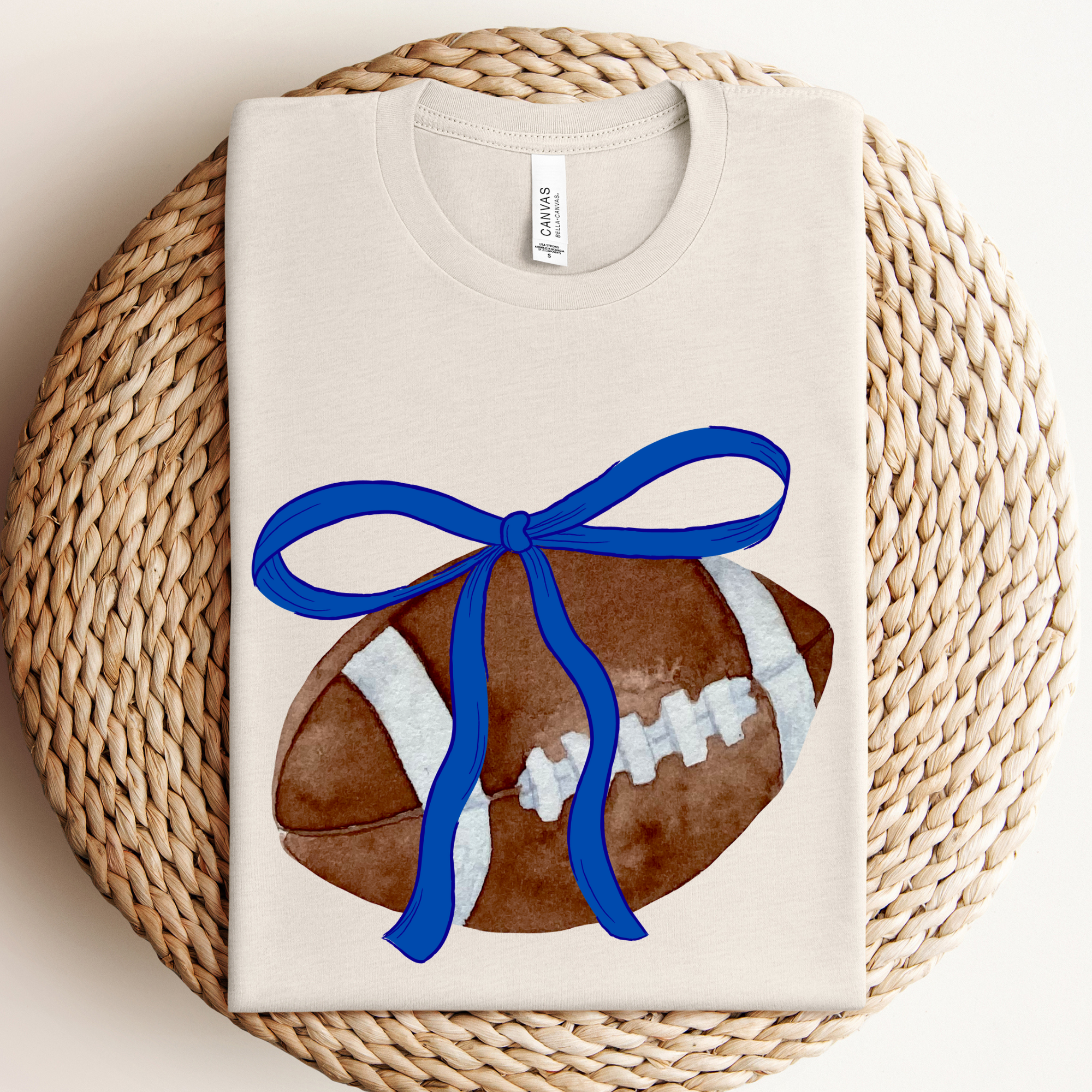 Royal Blue Bow Football Graphic Tee Hoodie, Sweatshirt | PodTeesHub.com