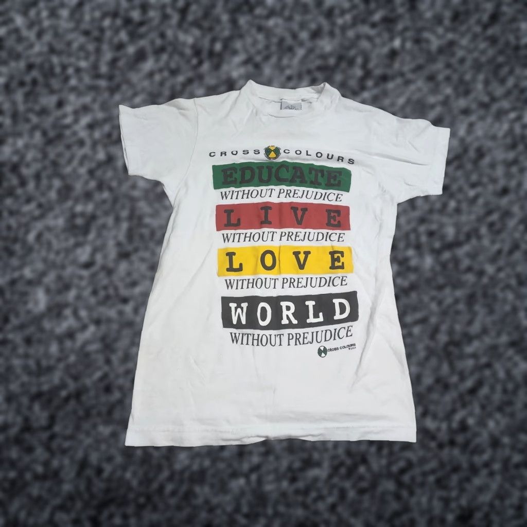 Vintage Cross Colours Graphic Print T Shirt Mens Xs White Hip Hop 80s 90s Hoodie, Sweatshirt | PodTeesHub.com