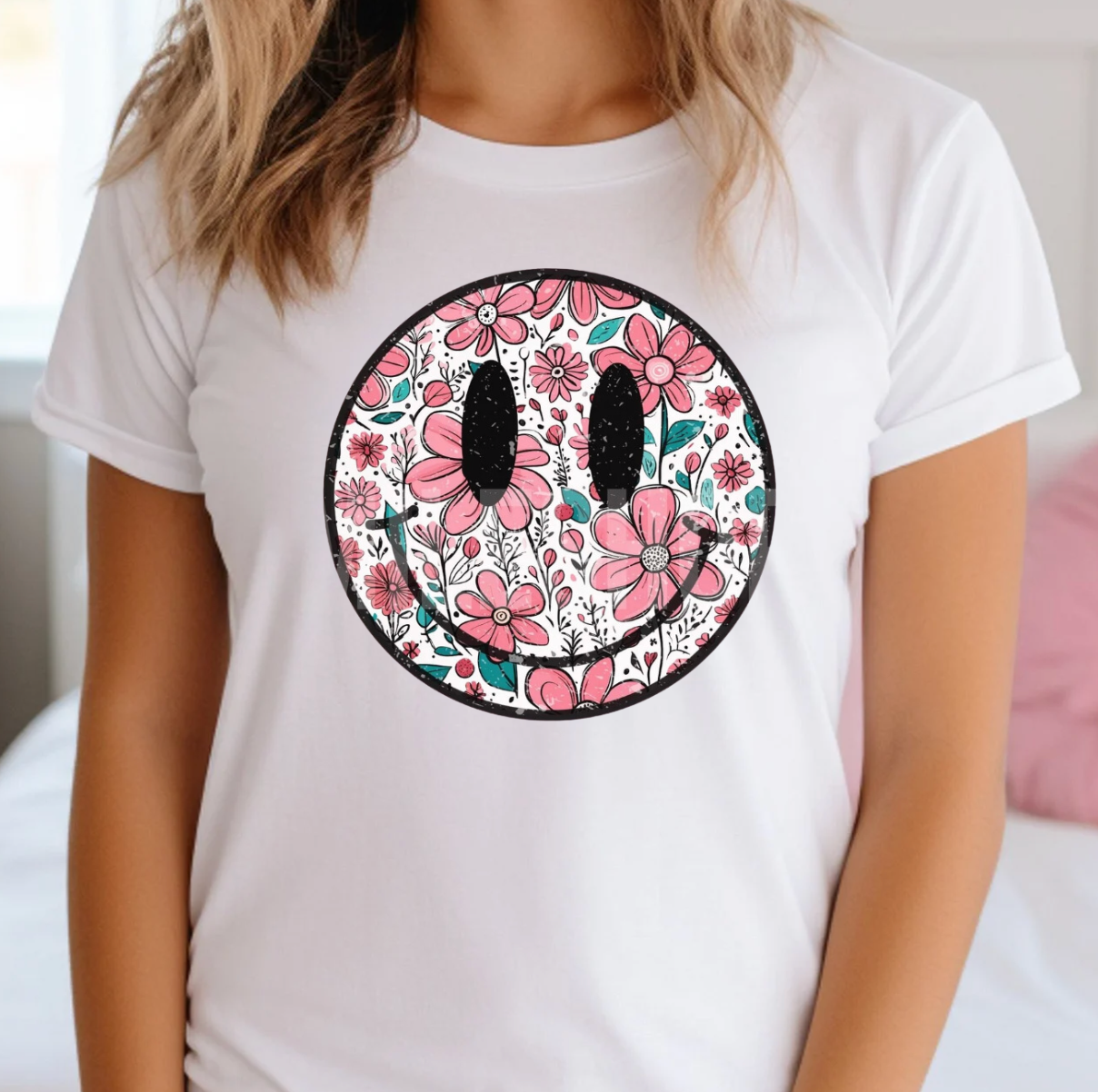 Happy Flowers Smiley Face Tee Hoodie, Sweatshirt | PodTeesHub.com
