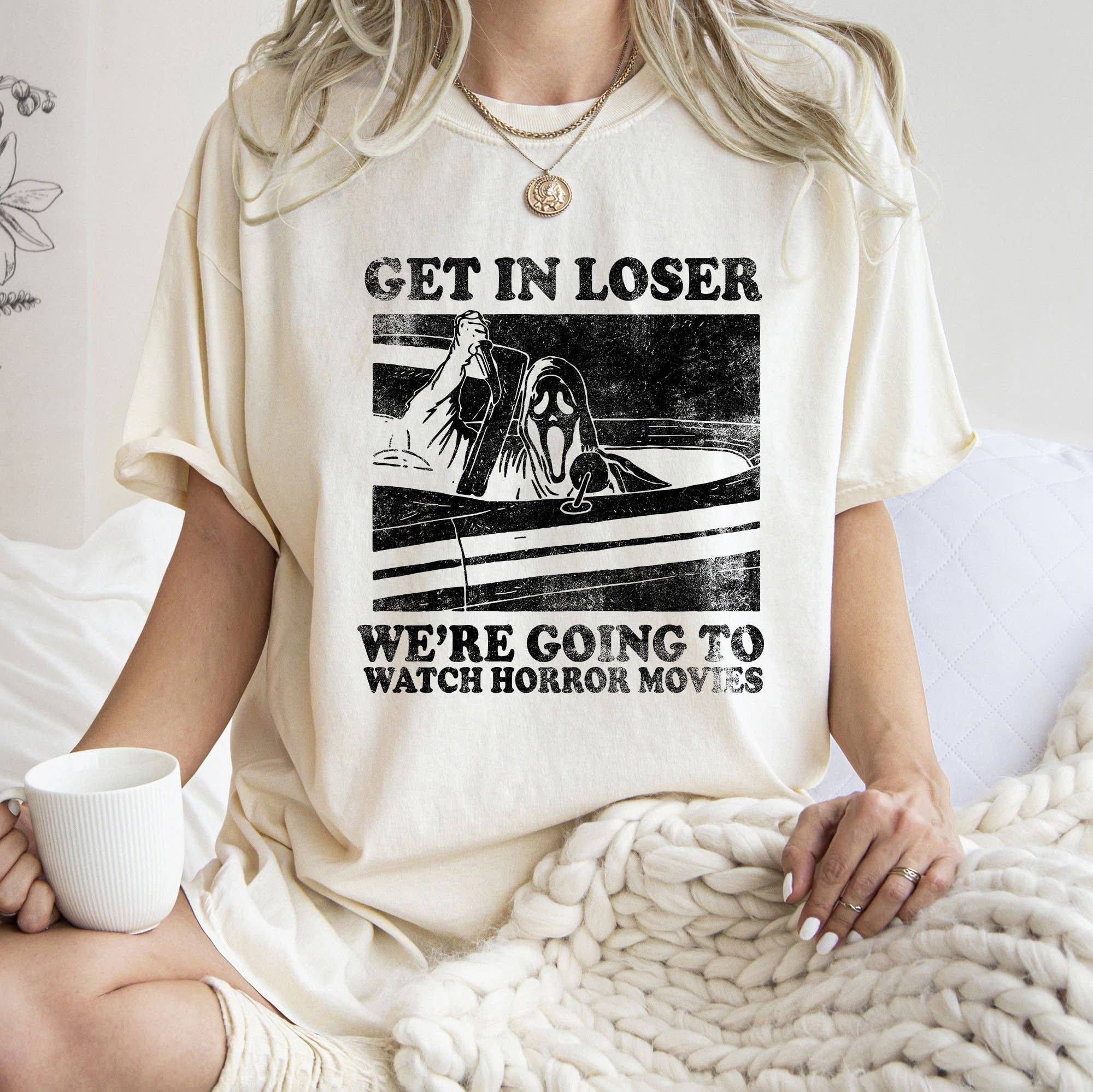 Get in Loser Retro Halloween T-Shirt Black Print Hoodie, Sweatshirt | PodTeesHub.com