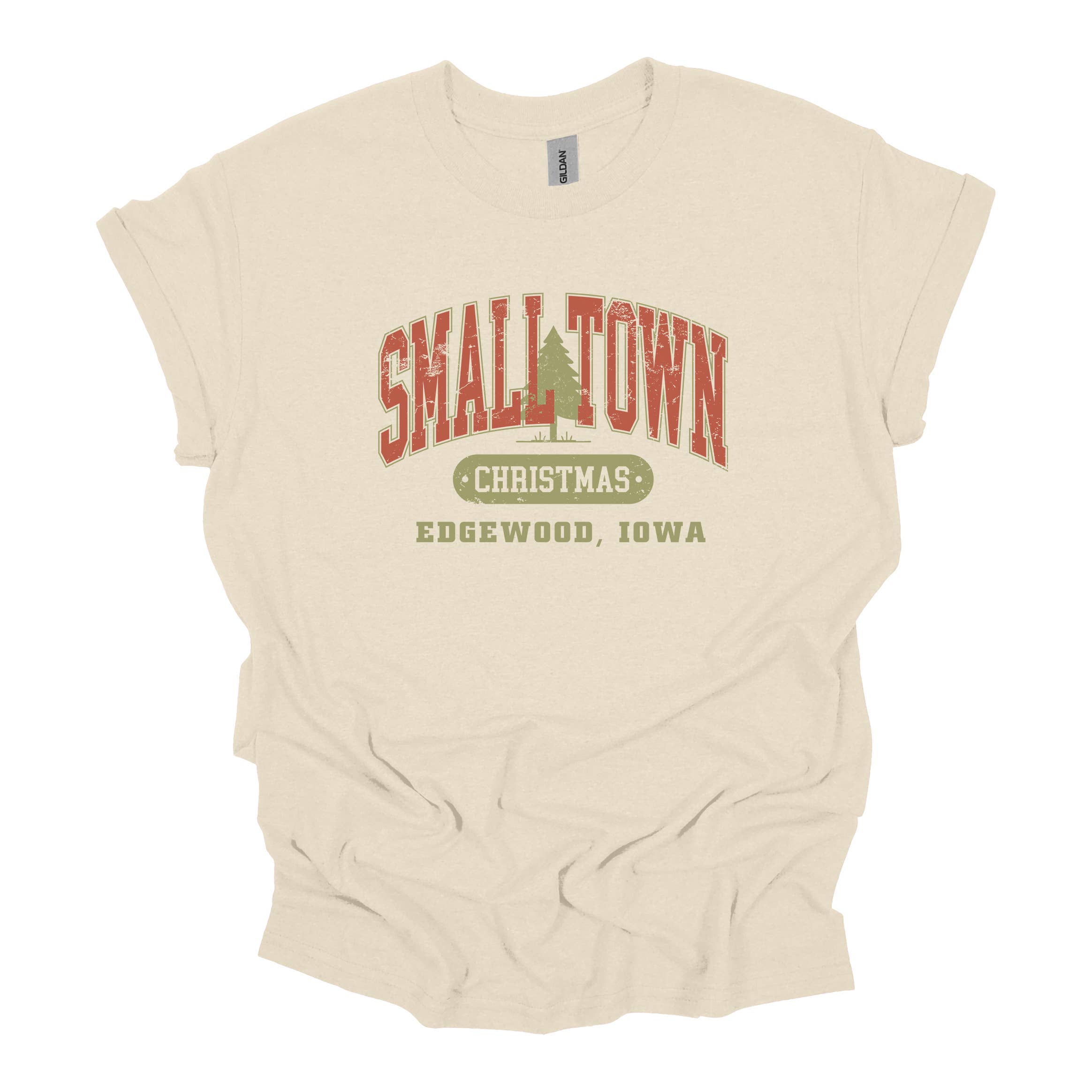 Small Town Christmas Tree Personalized Tee Hoodie, Sweatshirt | PodTeesHub.com