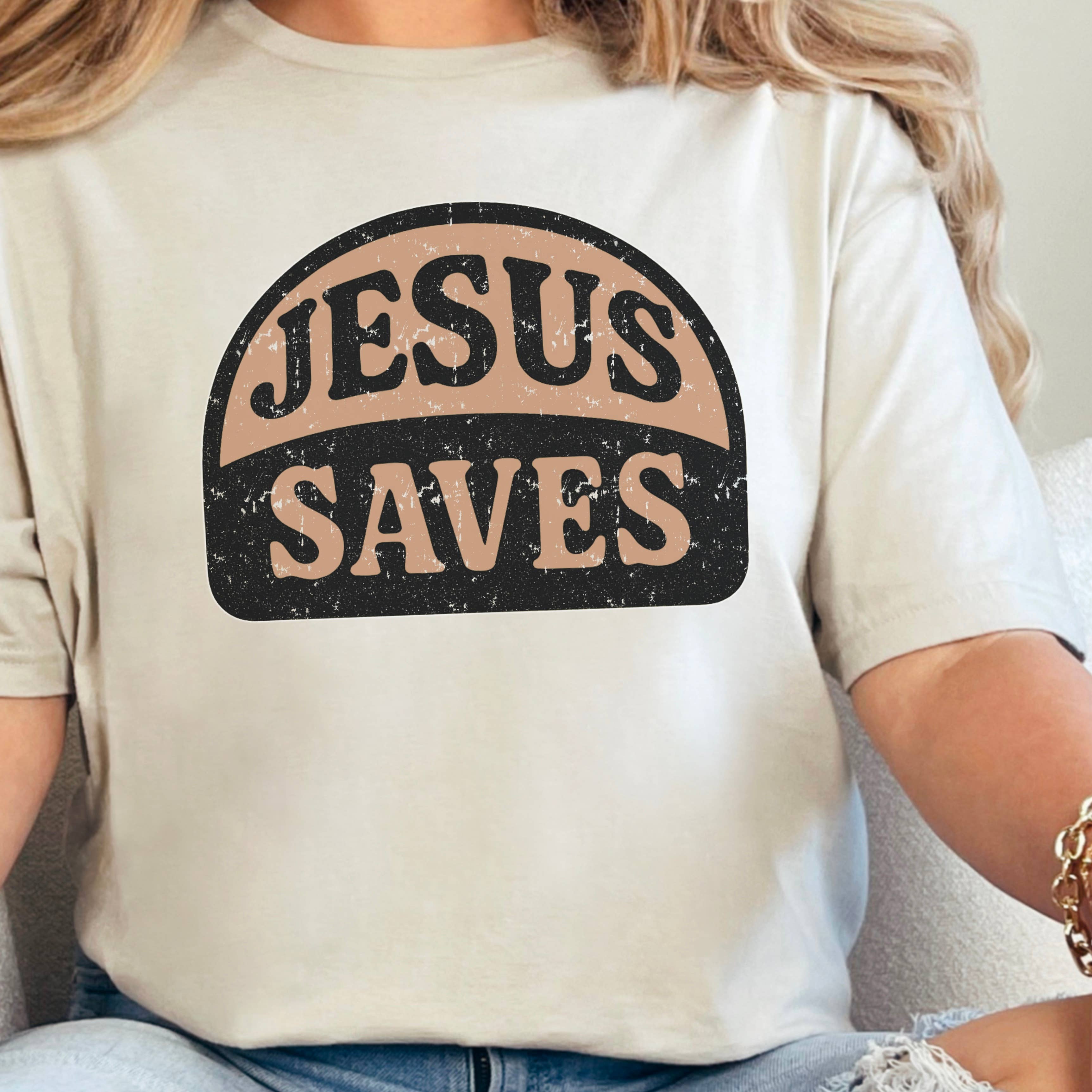 Jesus Saves Christian Graphic T-Shirt | Gildan Hoodie, Sweatshirt | PodTeesHub.com