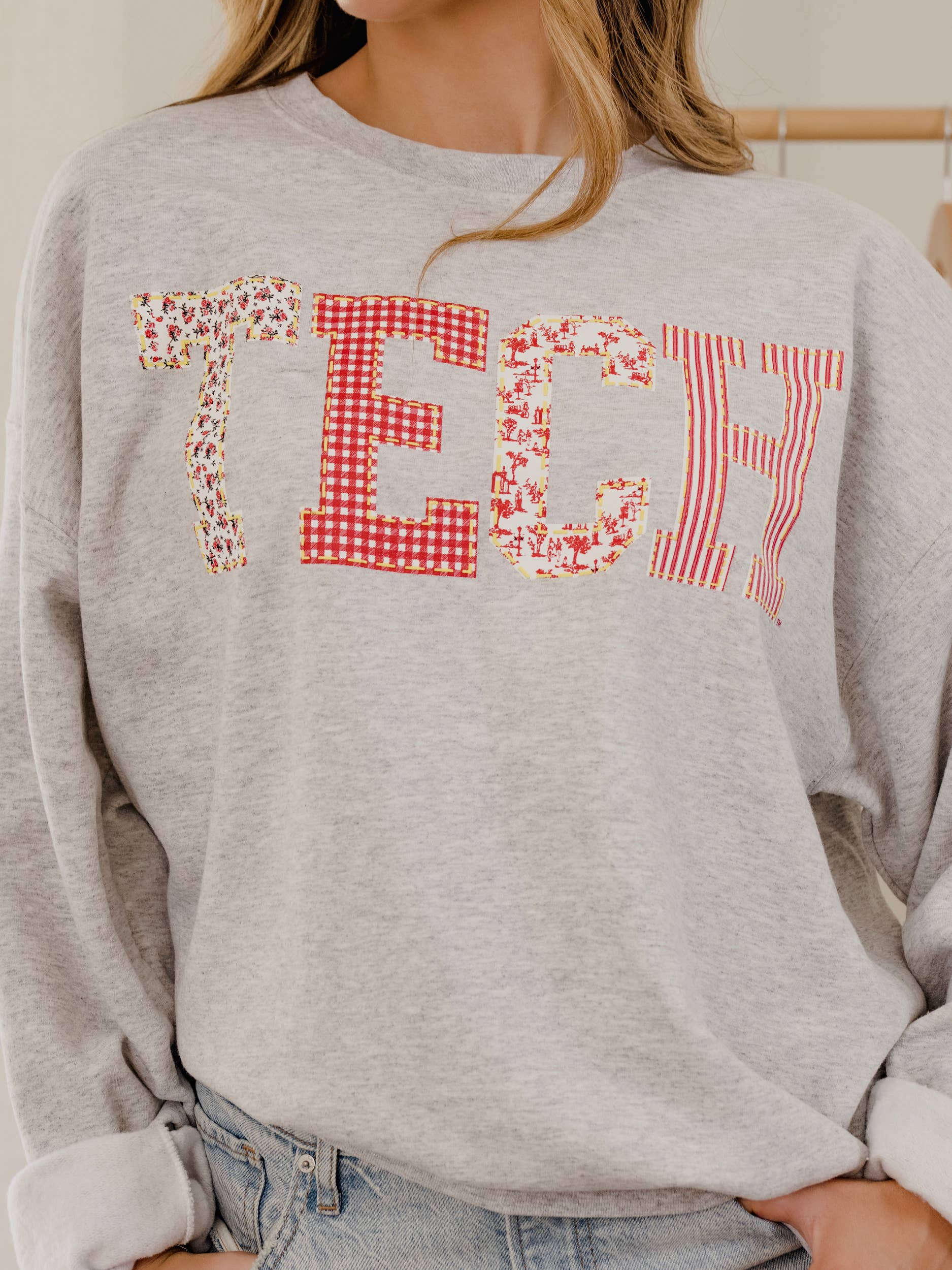 Texas Tech Quilted Puff Ink Ash Gray Thrifted Sweatshirt T-Shirts, Hoodie | PodTeesHub.com