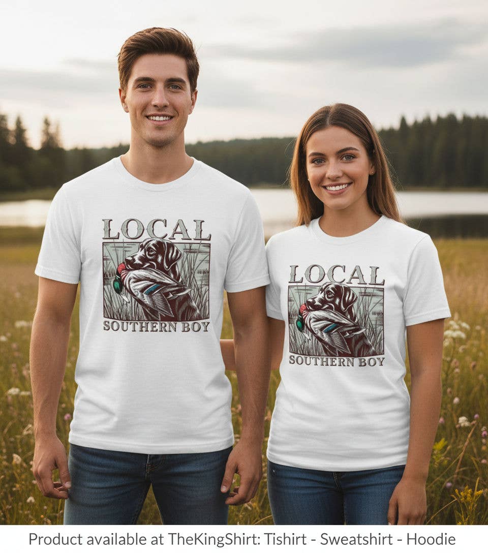 Local Southern Boy Duck Hunt Dog Graphic T-Shirt Hoodie, Sweatshirt | PodTeesHub.com
