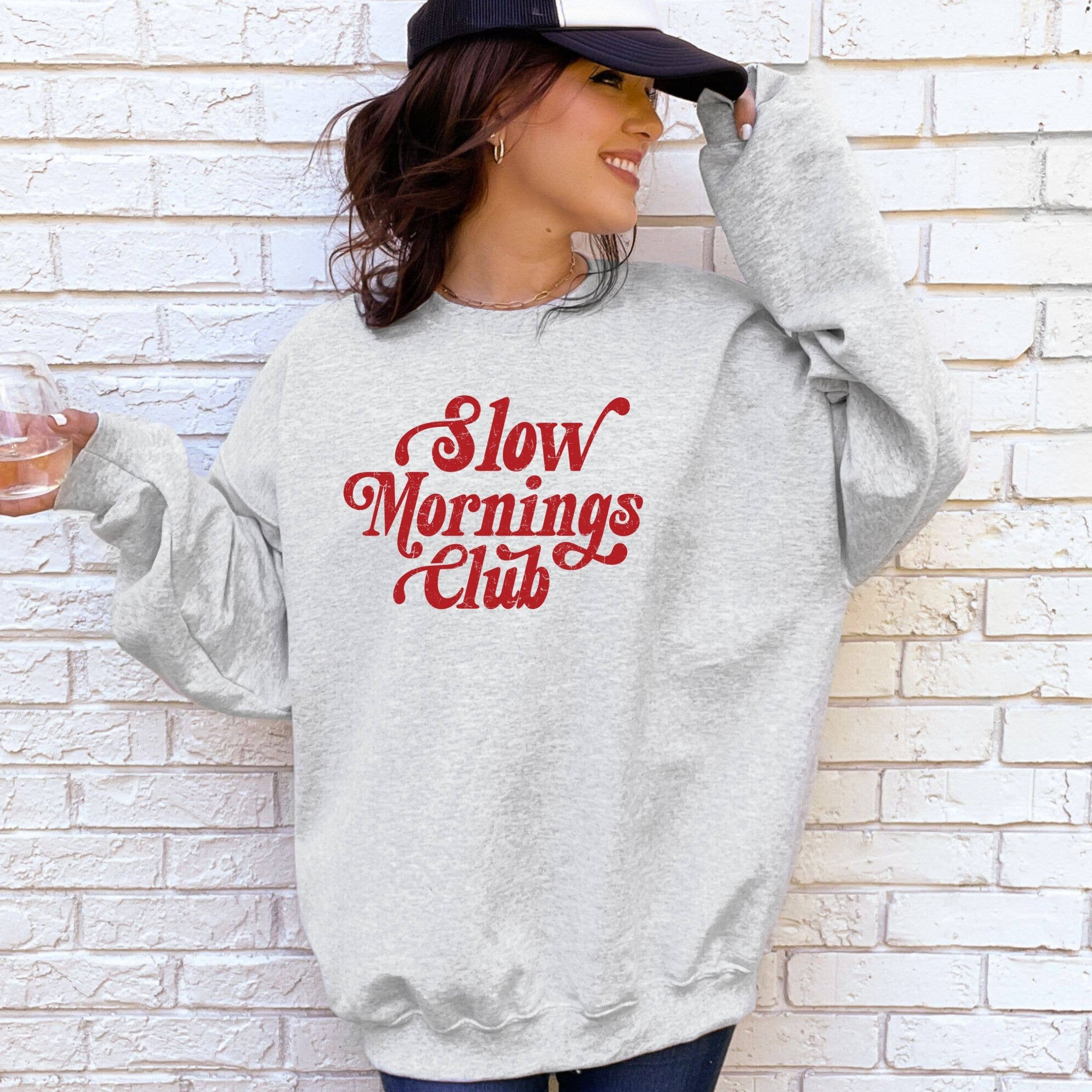Slow Mornings Club Graphic Sweatshirt - Motherhood Graphic T-Shirts, Hoodie | PodTeesHub.com